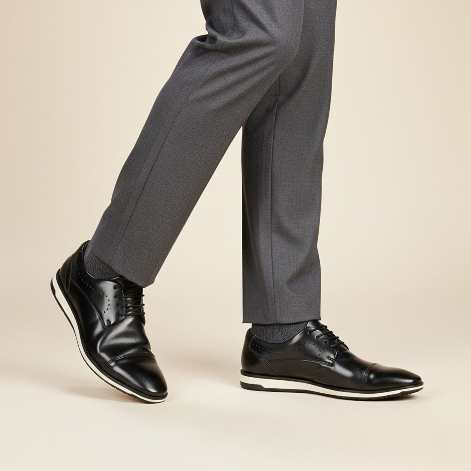 Vista 2 Sapato Oxford Social Masculino Derby Sapatofran Kit Com Carteira e Cinto Sapatofran preto