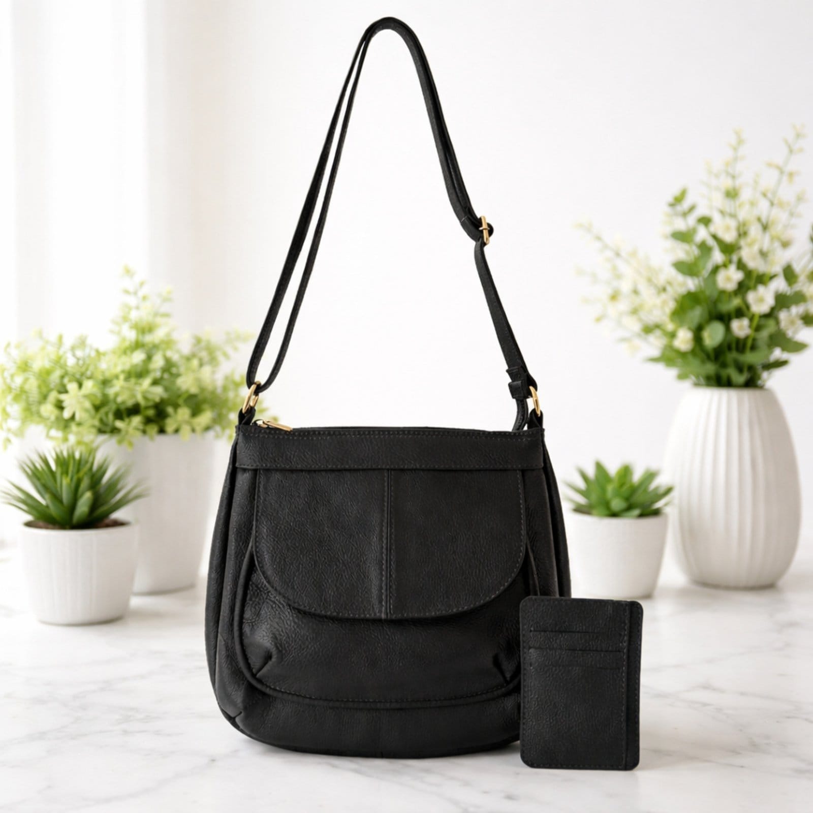 Kit Bolsa e Porta Cartões TopGrife Couro