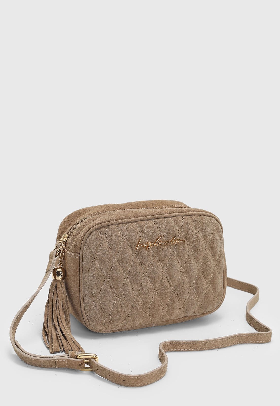 Vista 2 Bolsa Pequena Luiza Barcelos Matelassada Luiza Barcelos bege