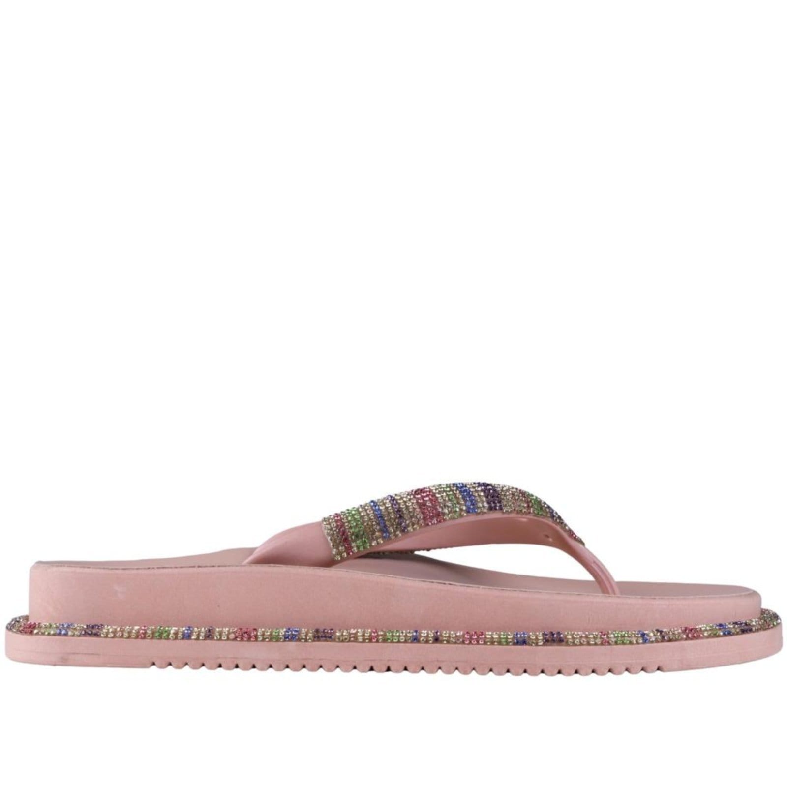 Chinelo Feminino Zariff com Aplicações de Strass Amm04 Nude/Multicolor Incolor