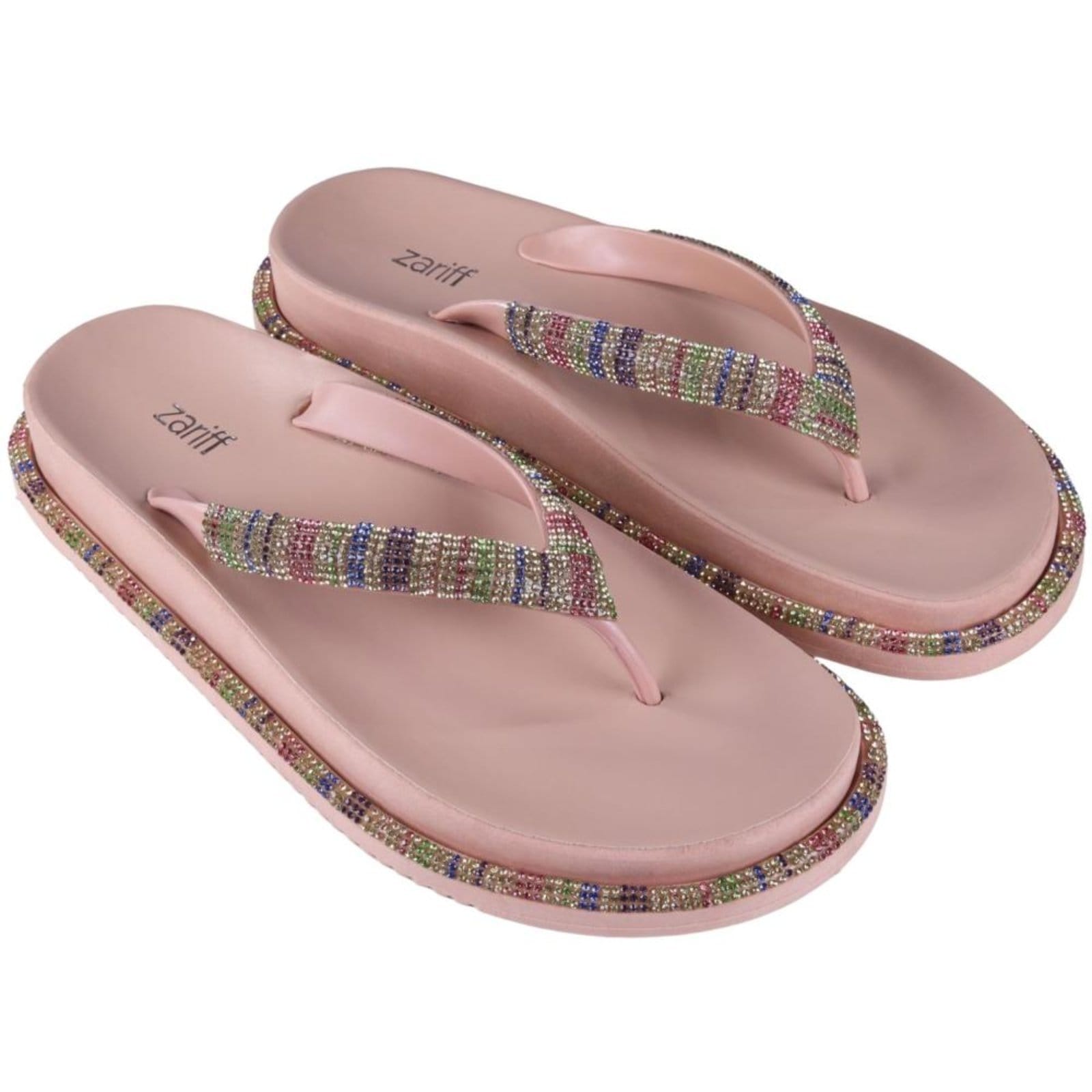 Vista 2 Chinelo Feminino Zariff com Aplicações de Strass Amm04 Nude/Multicolor Incolor Zariff incolor nude