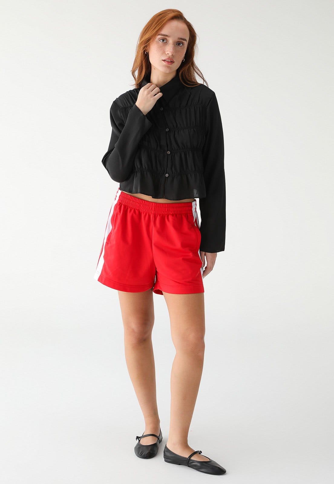 Camisa Cropped TOPSHOP Reta Franzida Preta - 2