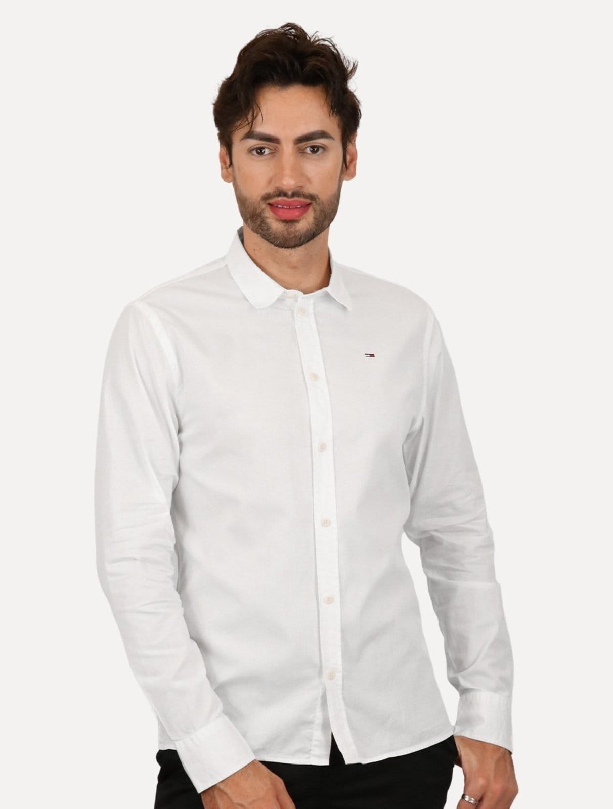Camisa Tommy Jeans Masculina Slim Original Stretch Branca