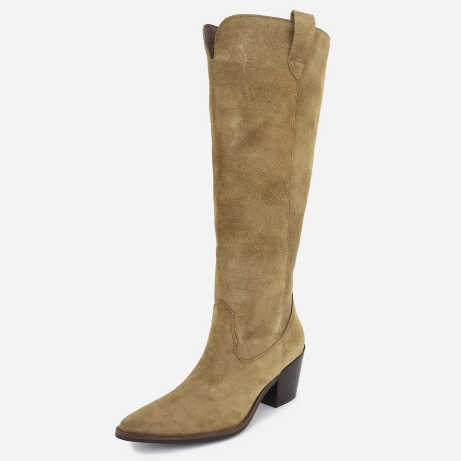 Bota Texana Montaria Western Bico Fino Feminina Couro Cano Longo Maria Paula Conforto Taupe