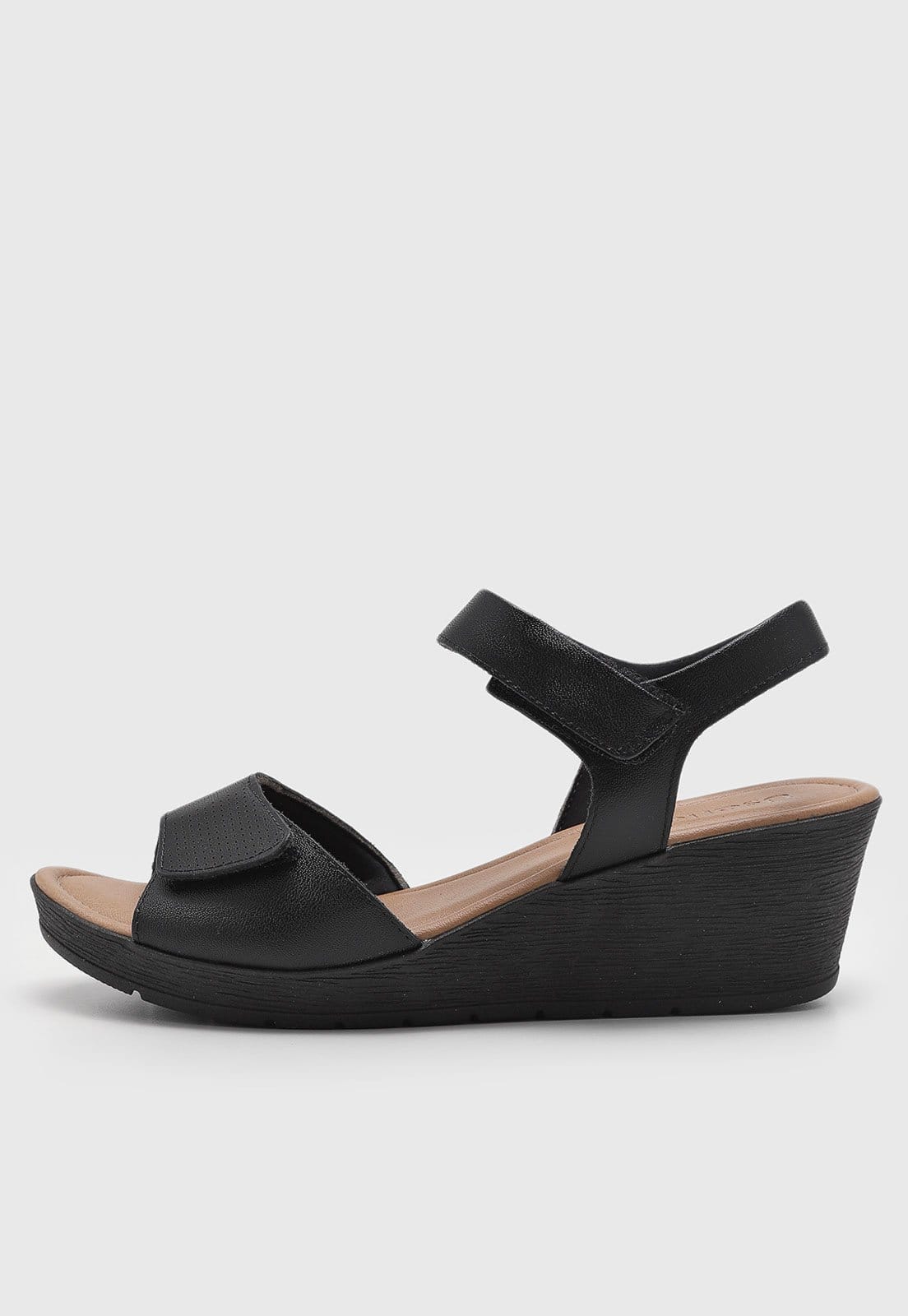 Sandália Feminina Usaflex Salto Anabela Preta