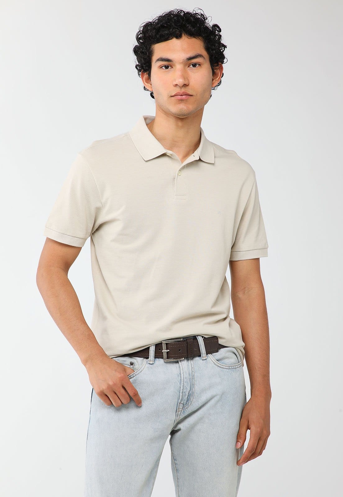 Polo Masculina Aramis Gola Tradicional Areia