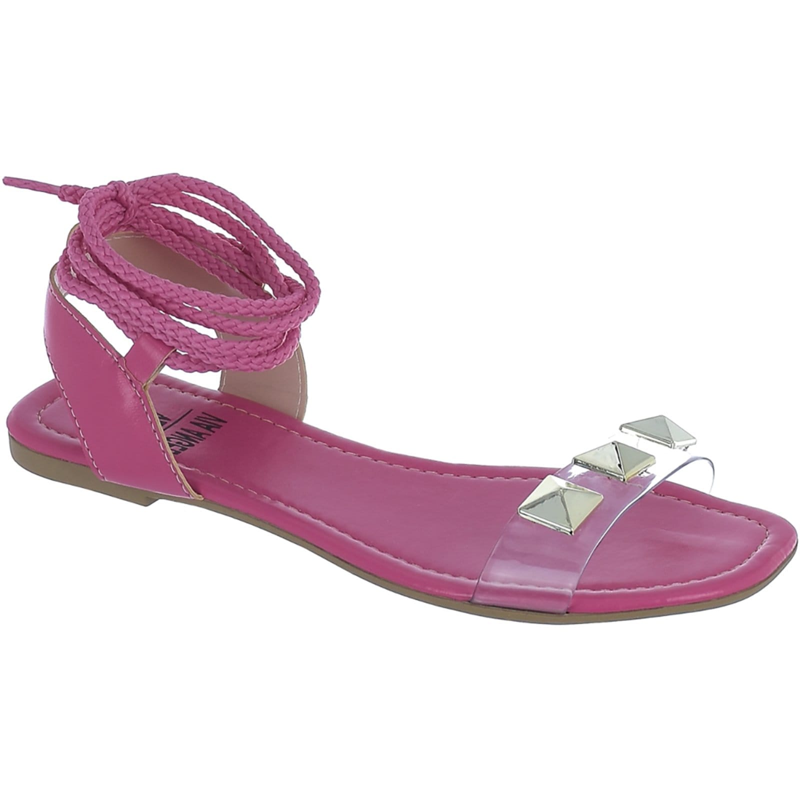 Vista 2 Kit 2 Sandália Rasteira Feminina Amarração Transparente Via Angel 5501 e Off-White VIA ANGEL pink
