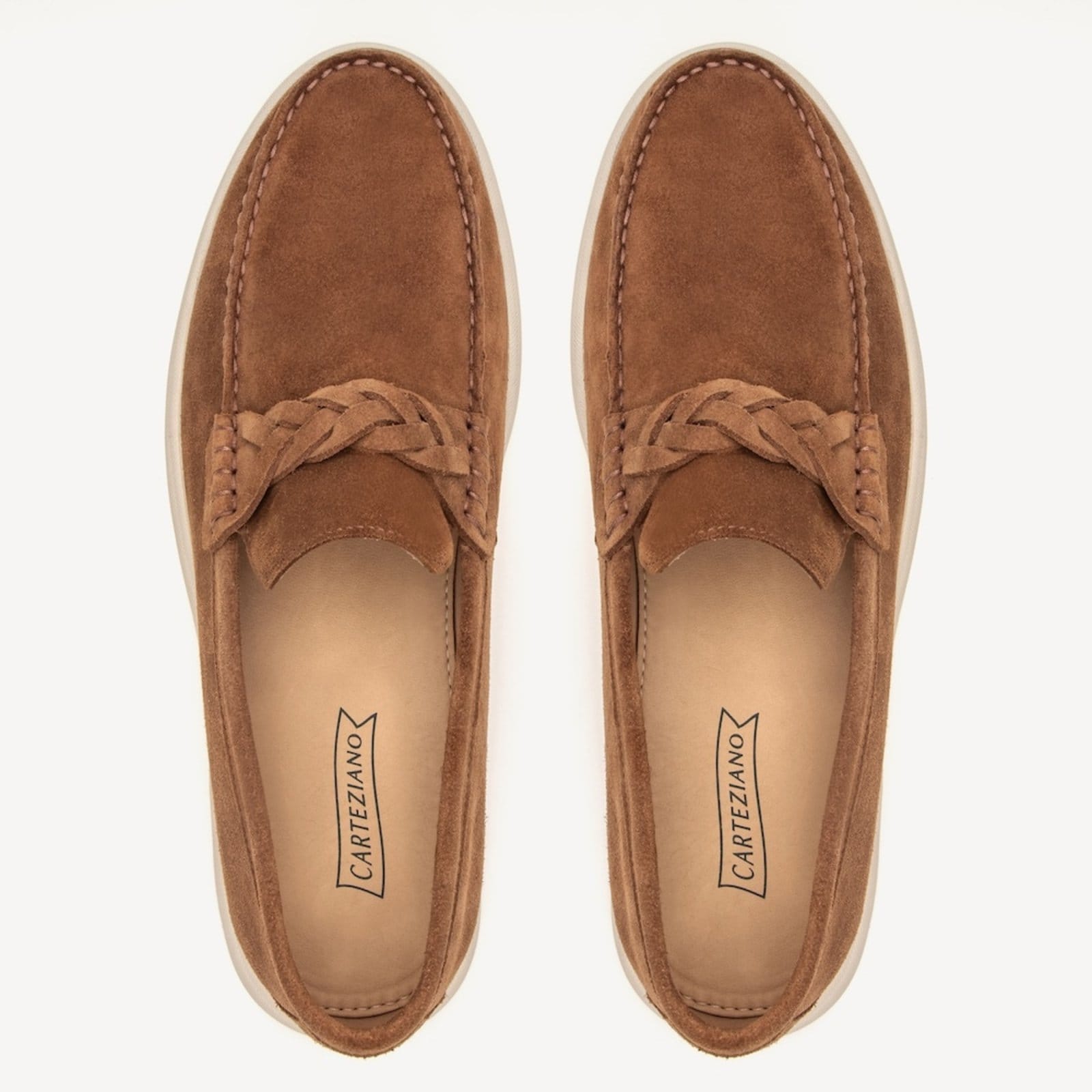 Vista 2 Loafer Masculino em Couro Sardine Camel Carteziano caramelo