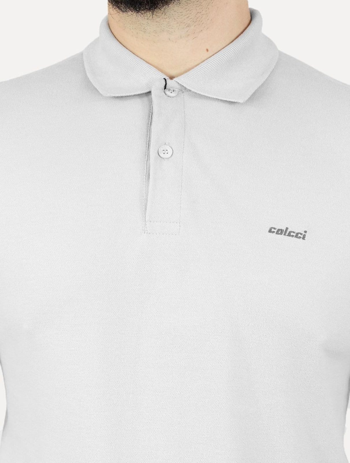 Vista 2 Polo Colcci Masculina Piquet Gray Simple Logo Colcci cinza