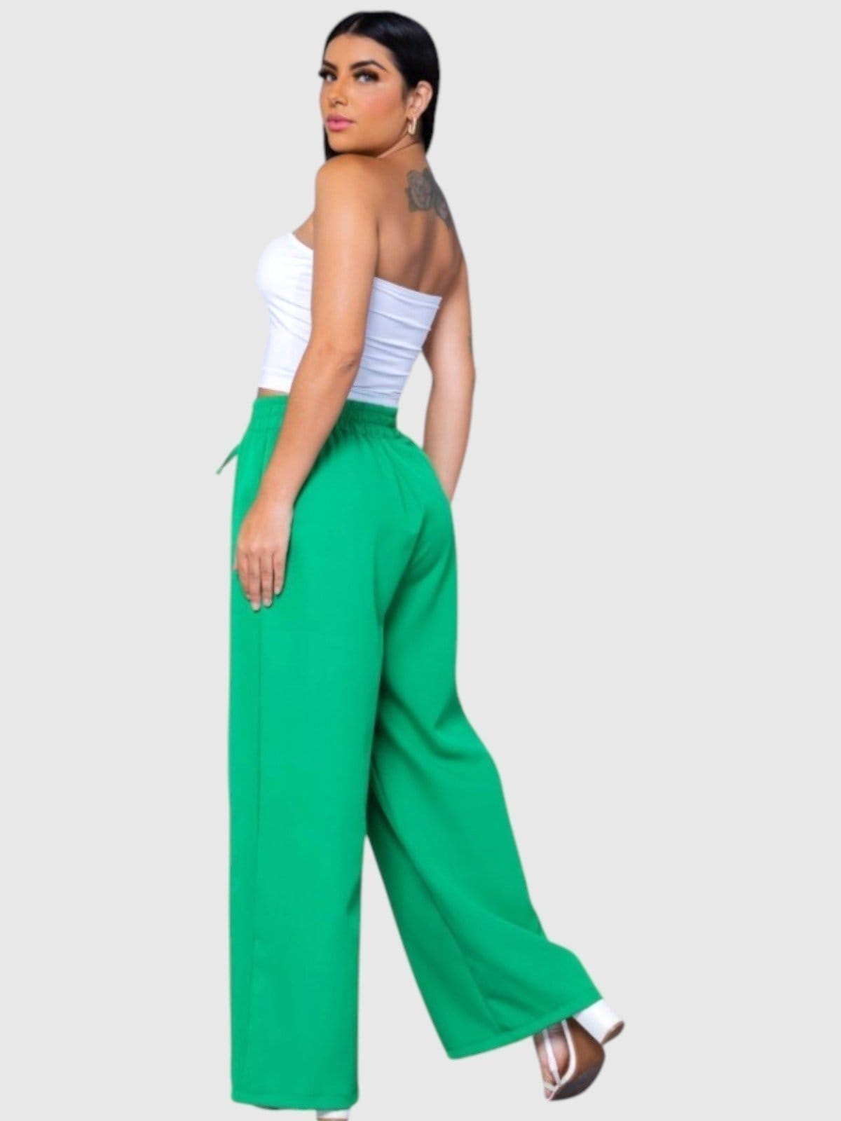 Vista 2 Calça Pantalona D Bell Outlet Fashion Friso Frontal D BELL OUTLET FASHION verde
