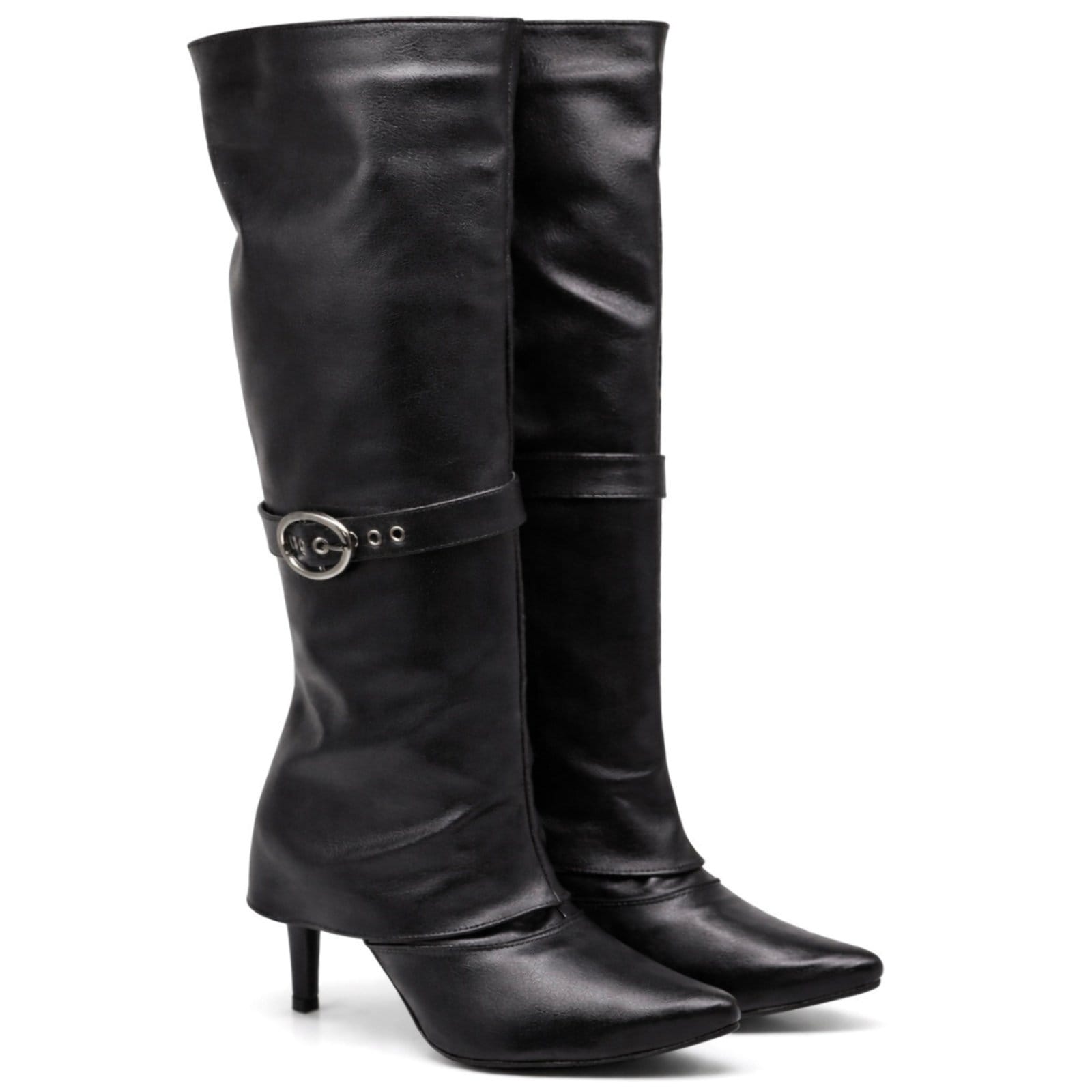 Bota Feminina Cano Longo Com Capa Salto Fino Tendencia Chic Sete Sales 1711