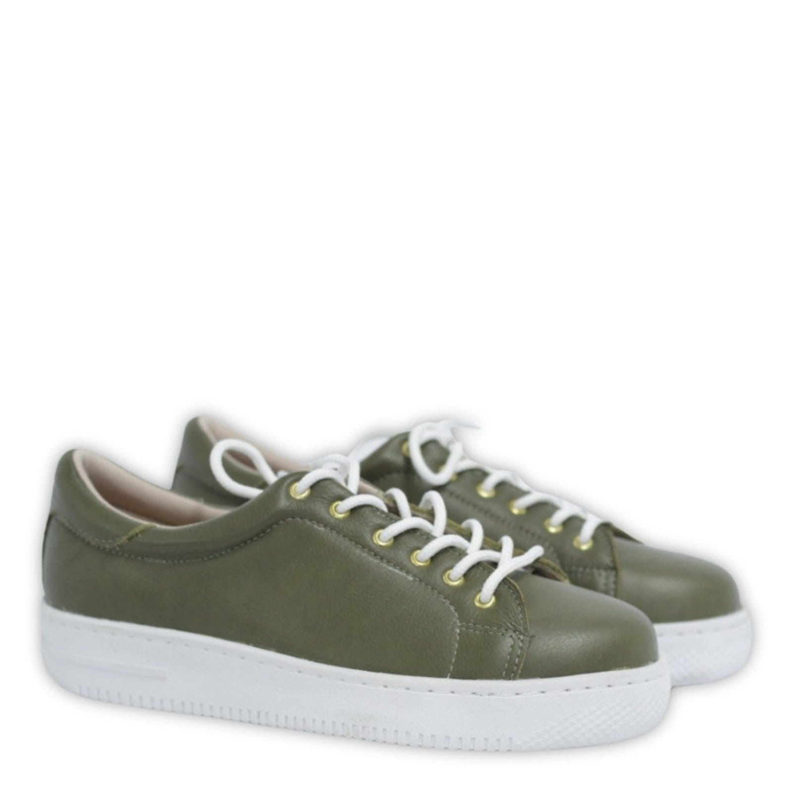 Vista 2 Tênis Feminino Sneaker Com Cadarço em Couro Spinelli verde