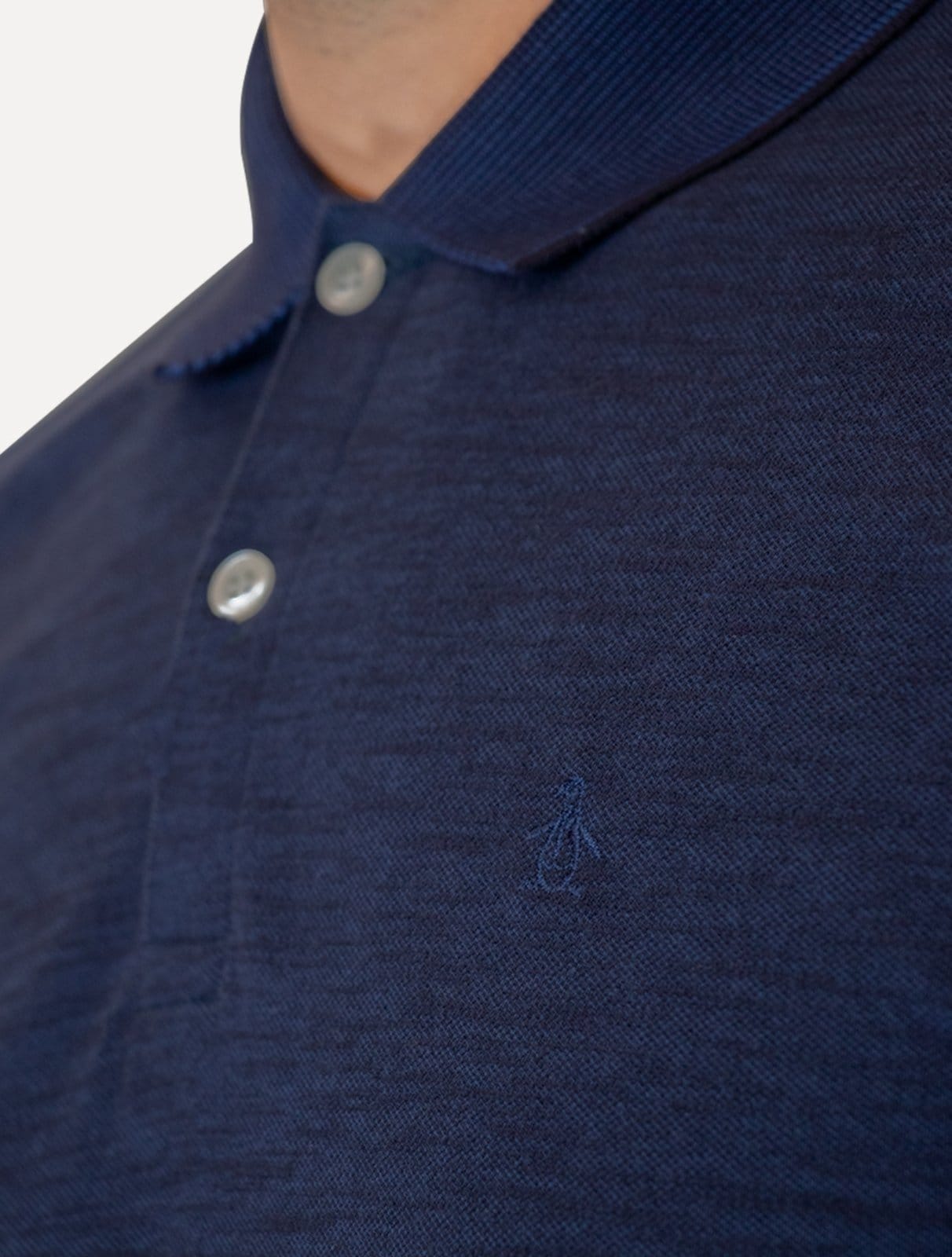 Vista 2 Polo Original Penguin Masculina Piquet Flamê Original Penguin azul marinho
