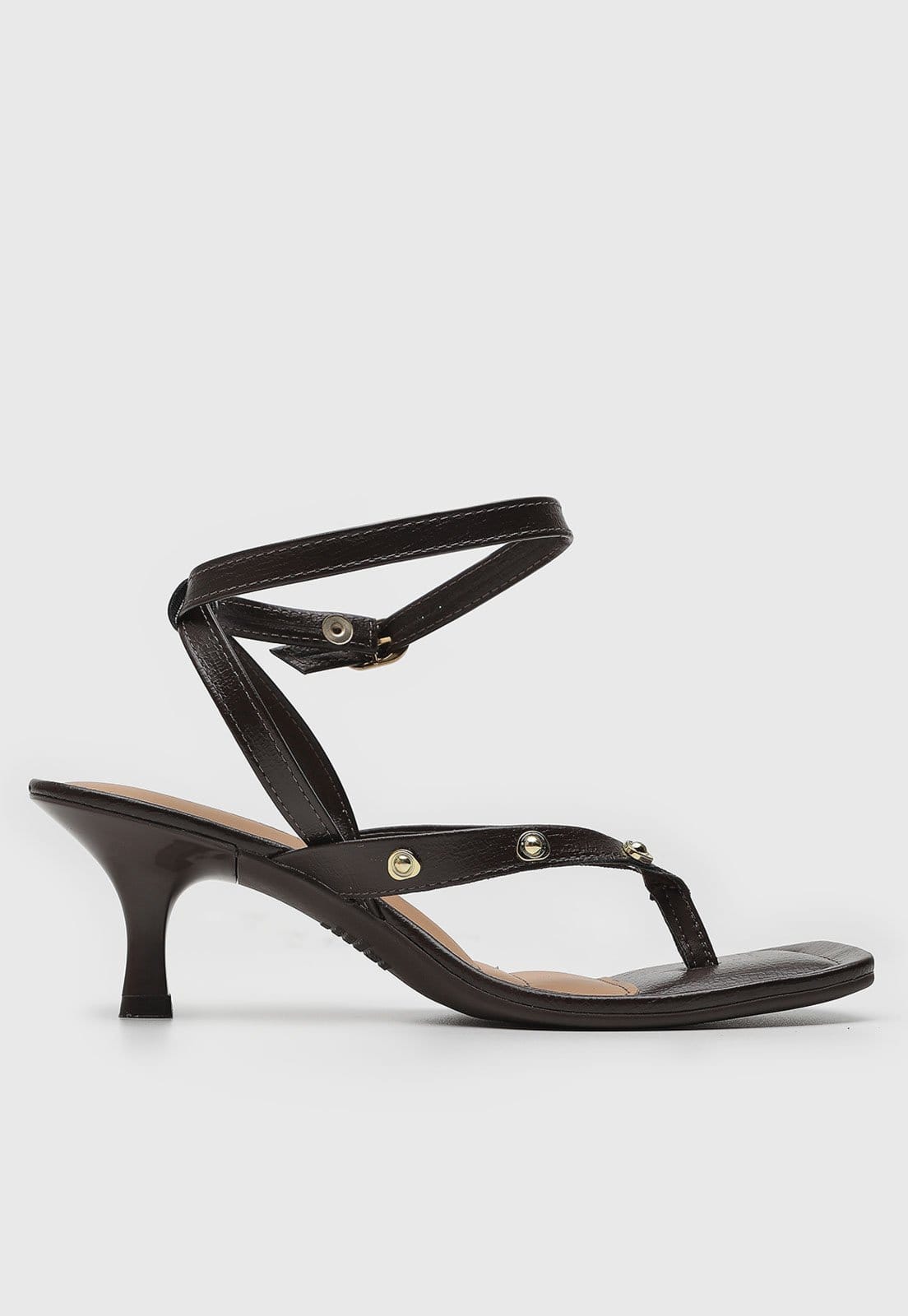 Vista 2 Sandália Feminina Dakota Tiras Metalizadas Dakota café