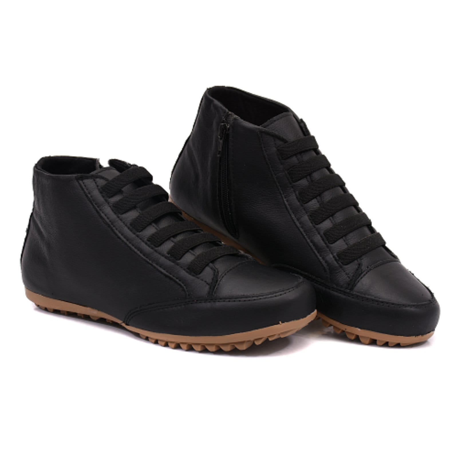 Bota Feminina Comfort Cano Curto Sem Salto Zíper Preta