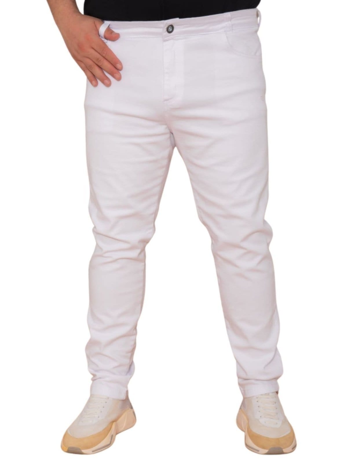 Vista principal Calça Masculina Jeans Loka Tradicional Branca Plus Size Jeans Loka branco