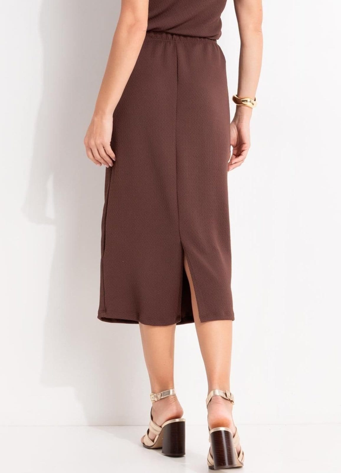 Vista 2 Saia Em Malha Texturizada Quintess marrom