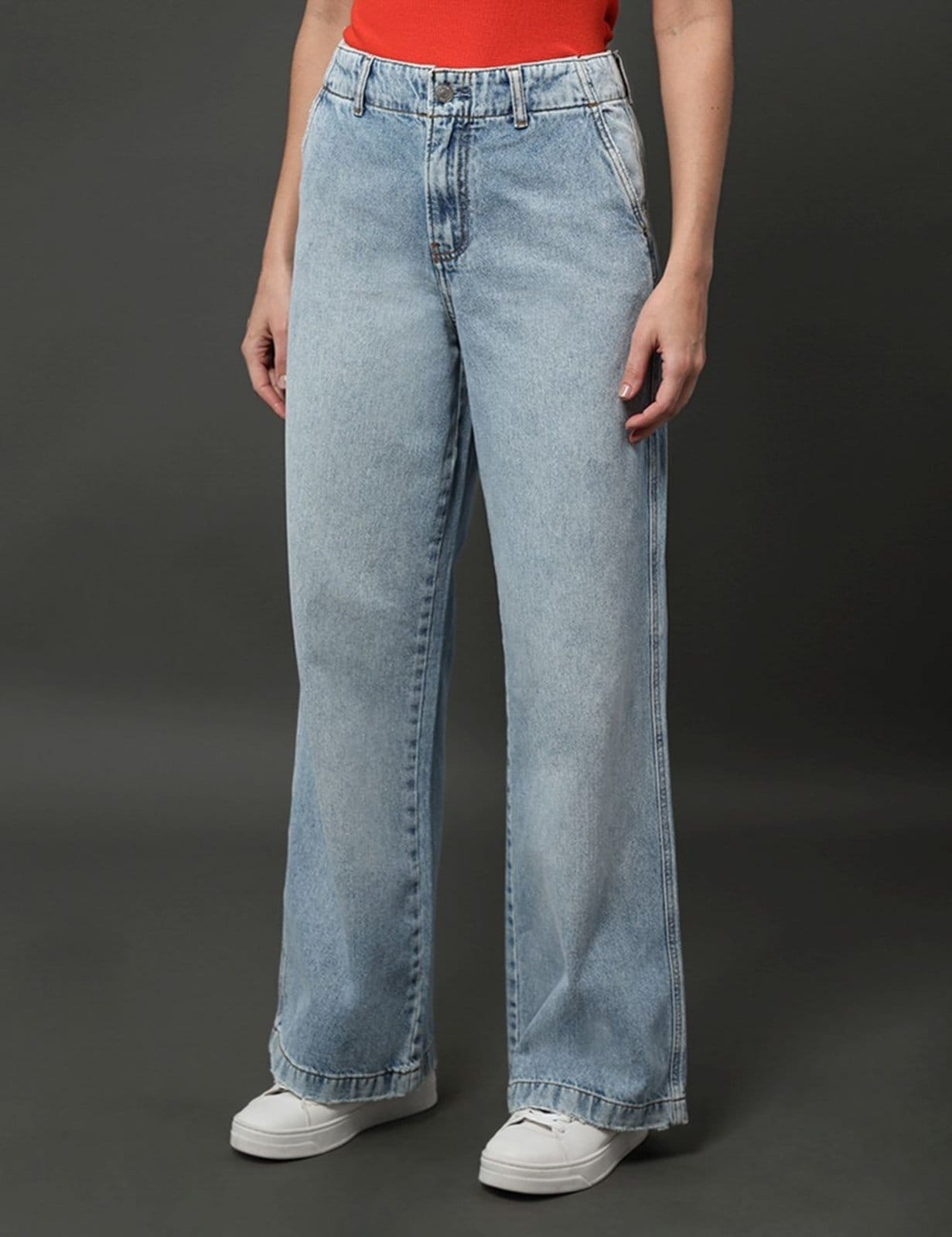 Calça Jeans Feminina Wide Leg Bolso-Faca Calvin Klein Jeans Claro