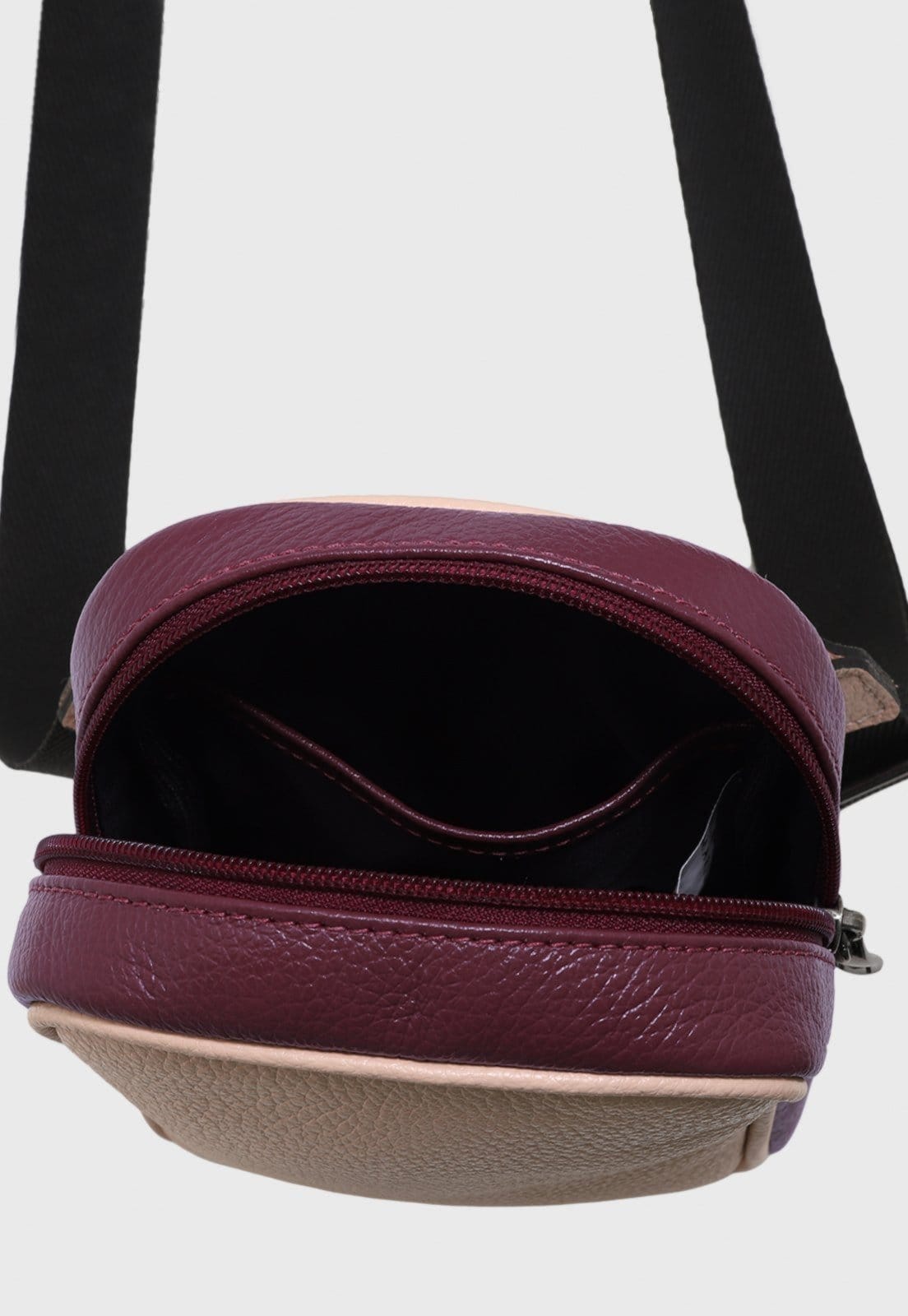 Vista 2 Bolsa Crossbody de Couro Mariart Lolla Chiclete Mariart rosa/vinho