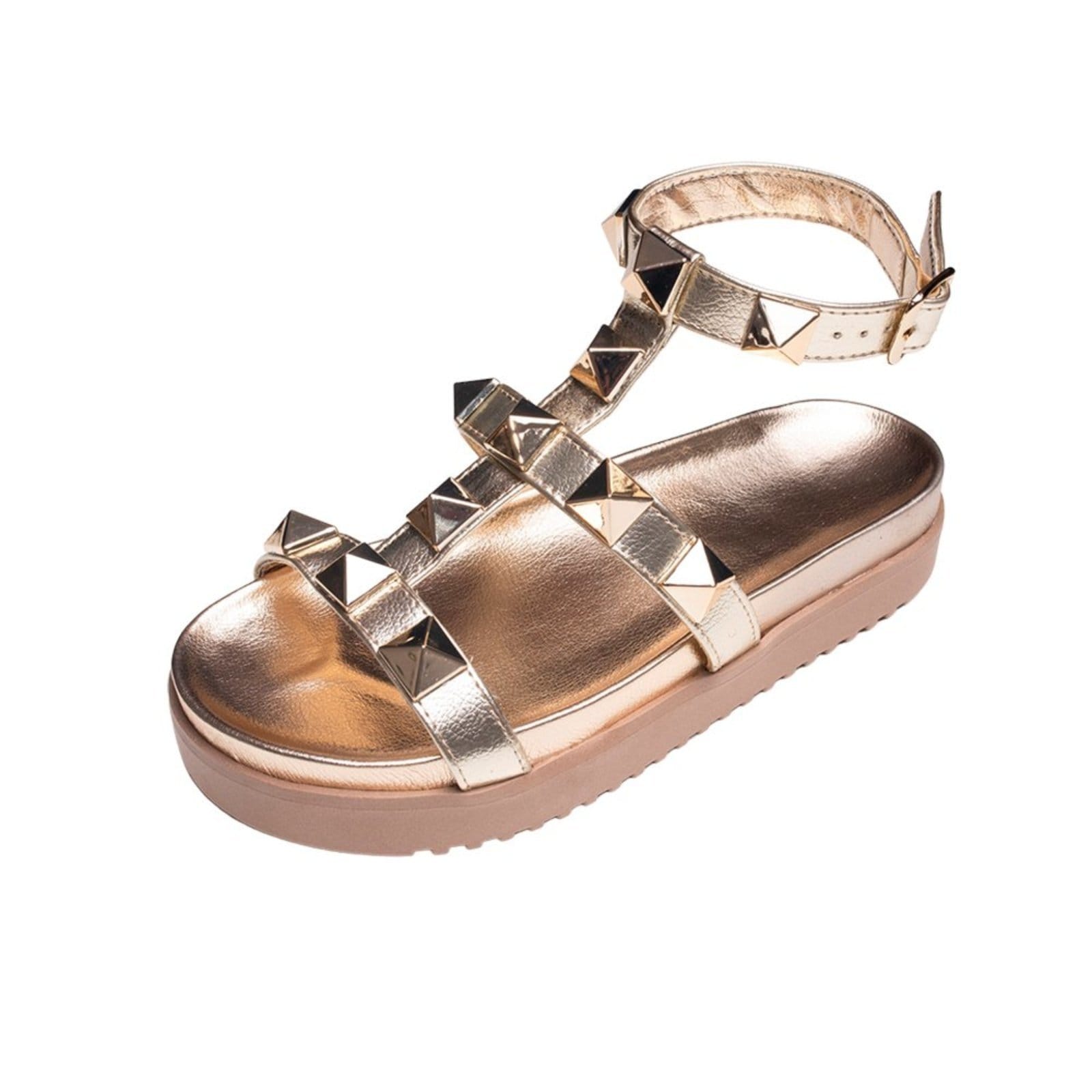 Sandalia Papete Rasteira Feminina Ouro Light Piramide Sola Alta