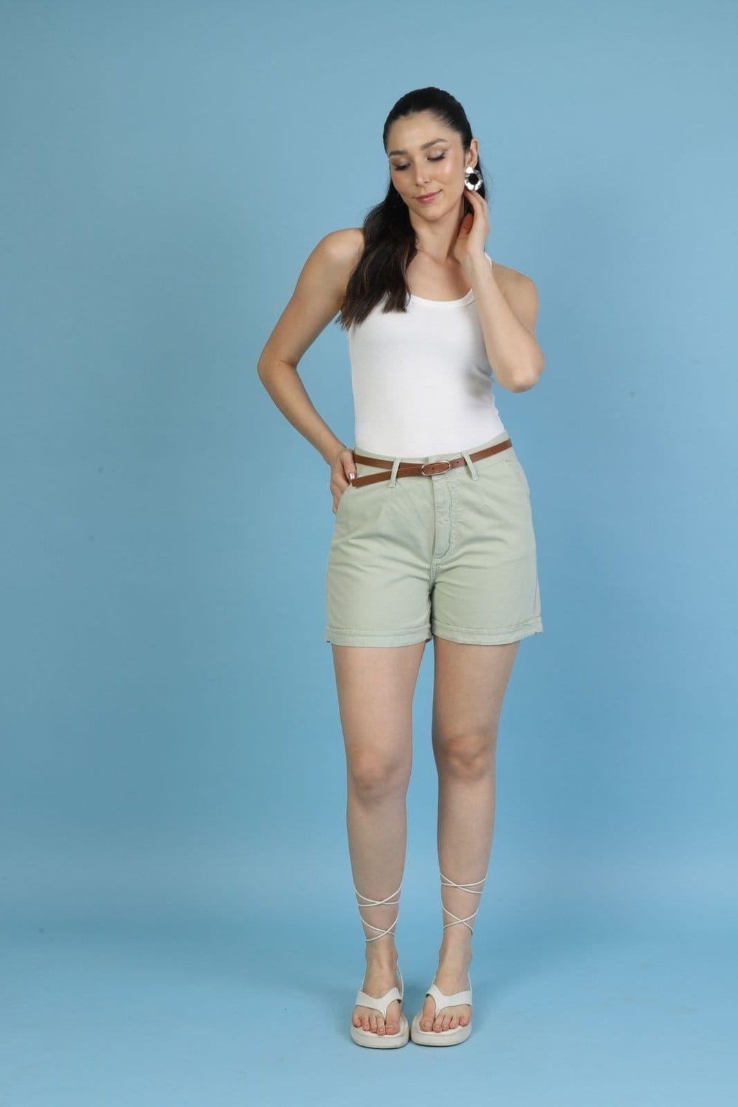 Shorts Sarja com Cinto