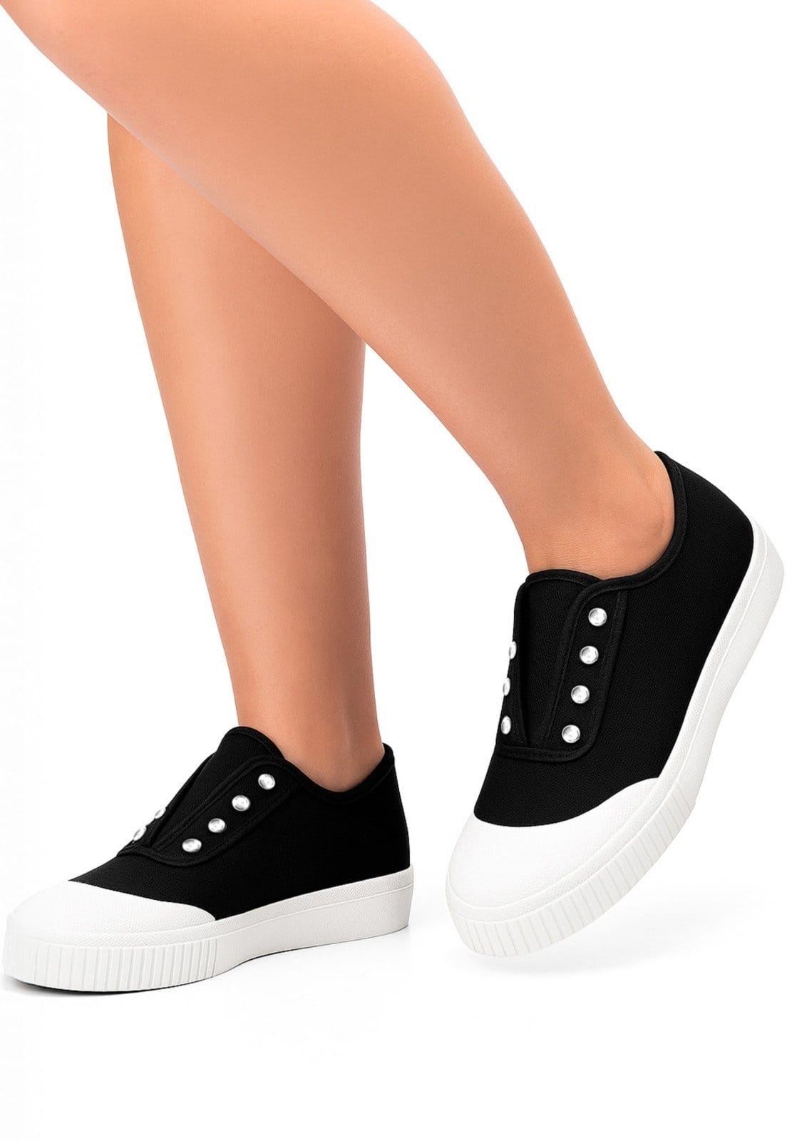 Tênis Feminino Lumiss Lona Elástico Calce Fácil Sola Baixa - 2