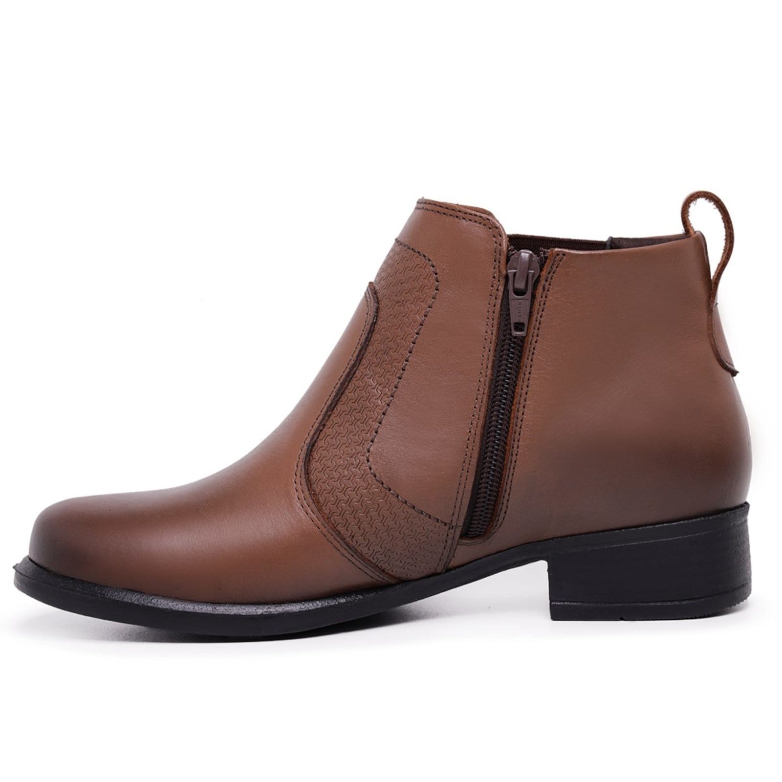 Vista 2 Bota Chelsea Country Feminina de Couro Cano baixo Mod.0846 Havana Mister Couros marrom