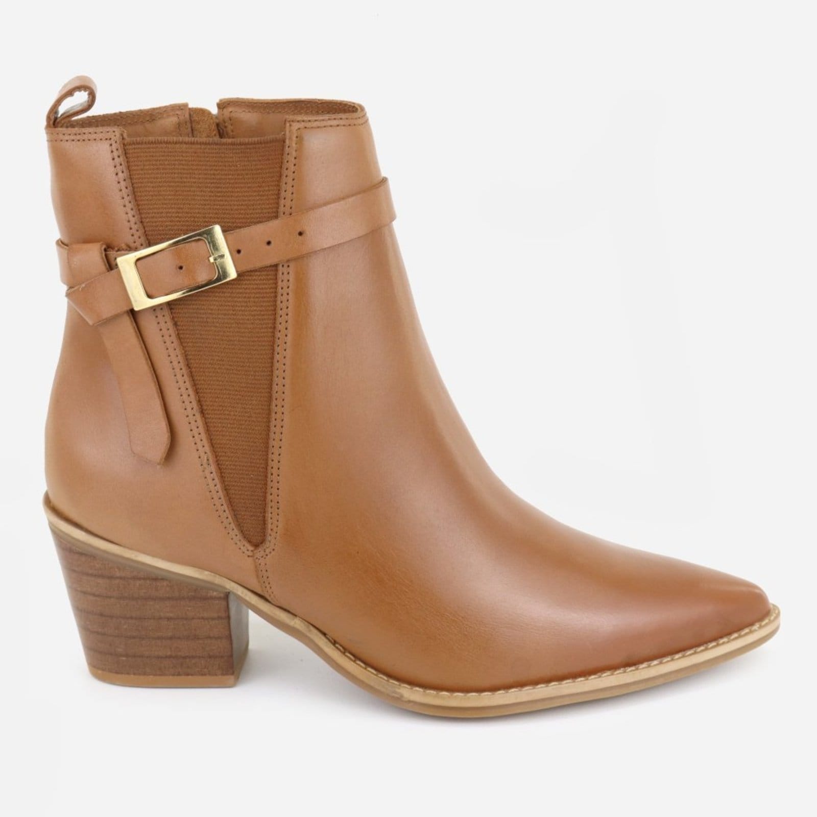 Vista 2 Bota Western Country Texana Bico Fino Fivela Em Couro Feminina Maria Paula Camel MARIA PAULA caramelo