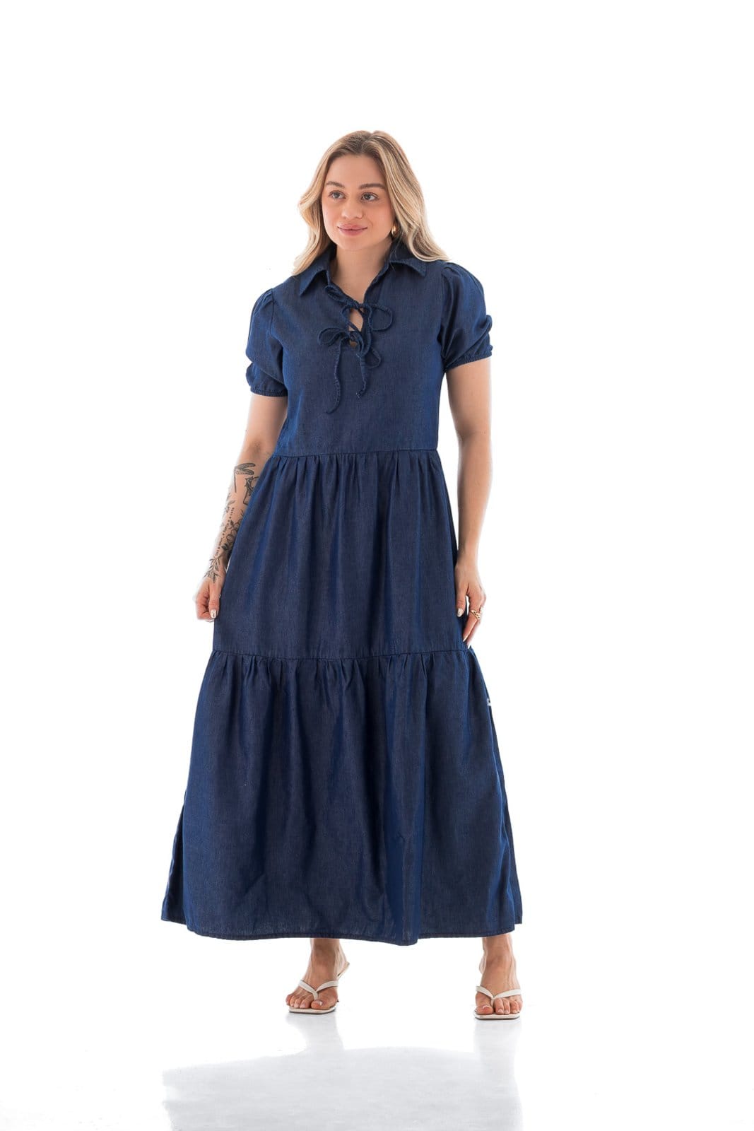 Vestido Feminino Arauto Laço Longo Leve