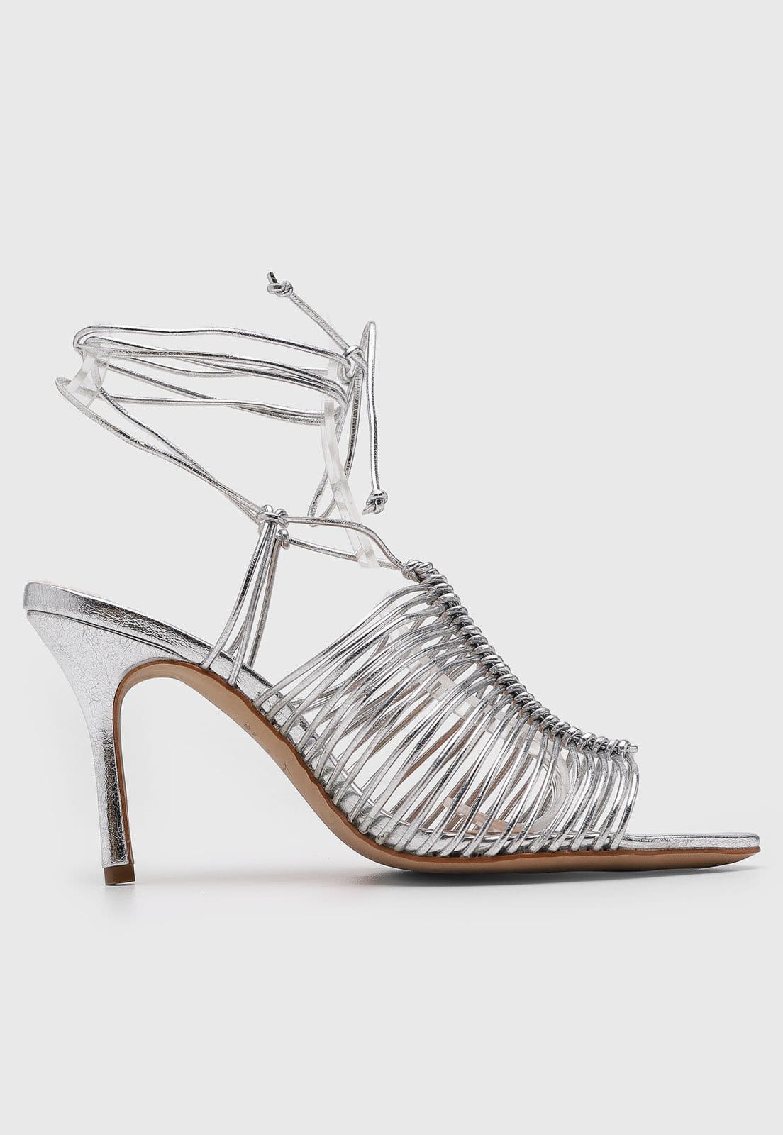 Vista 2 Sandália Feminina Luiza Barcelos Tiras Salto Fino Luiza Barcelos prata