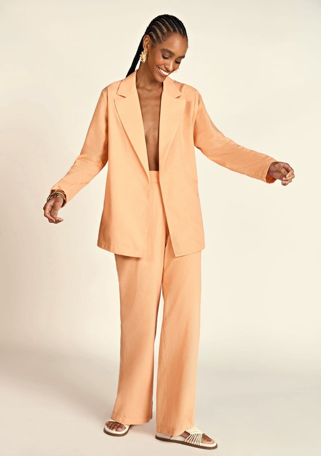 Calça Zinco Reta Cós Alto Bolso-Faca