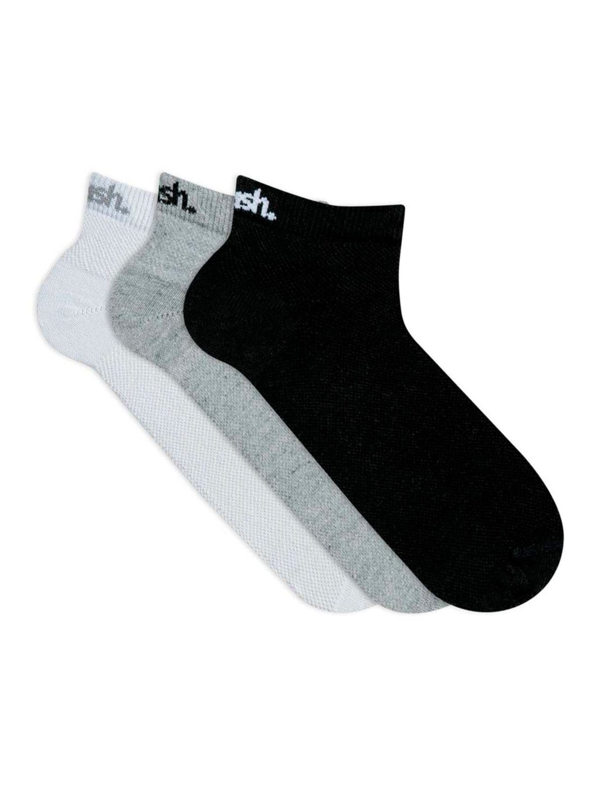 Meia Mash Esportiva Sapatilha Branca e Preta Kit 3 Pares