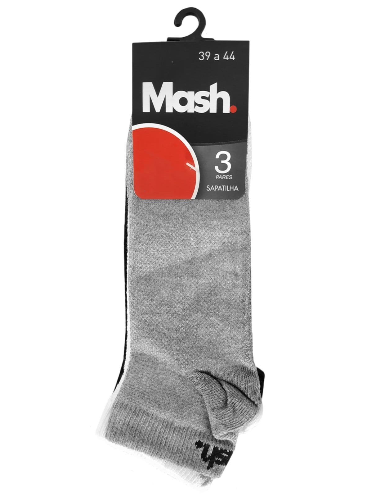 Meia Mash Esportiva Sapatilha Branca e Preta Kit 3 Pares - 2