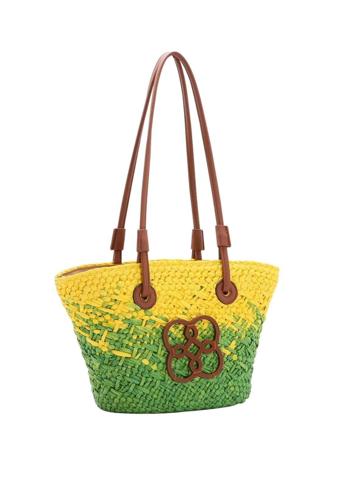 Bolsa Feminina Chenson Palha Ombro Media Praia Piscina Verão Amarela 3184578
