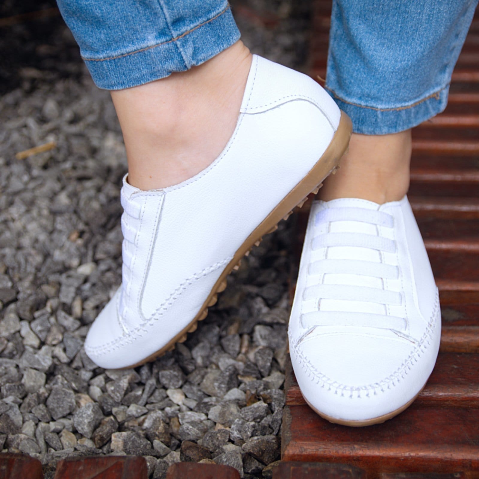 Vista 2 Tênis Mocatênis Feminino diRavena em Couro - Cod101 New Collection 2025 diRavena branco/off-white