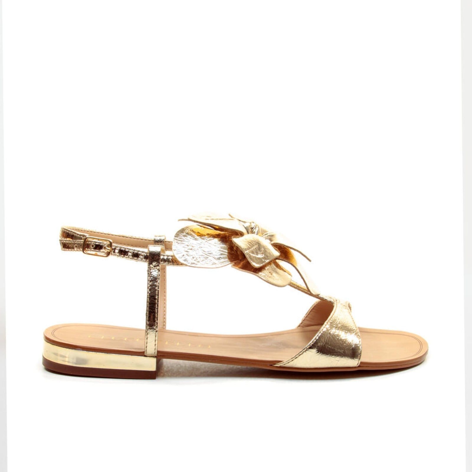 Rasteira Couro Ouro Light Cecconello 2724020-1