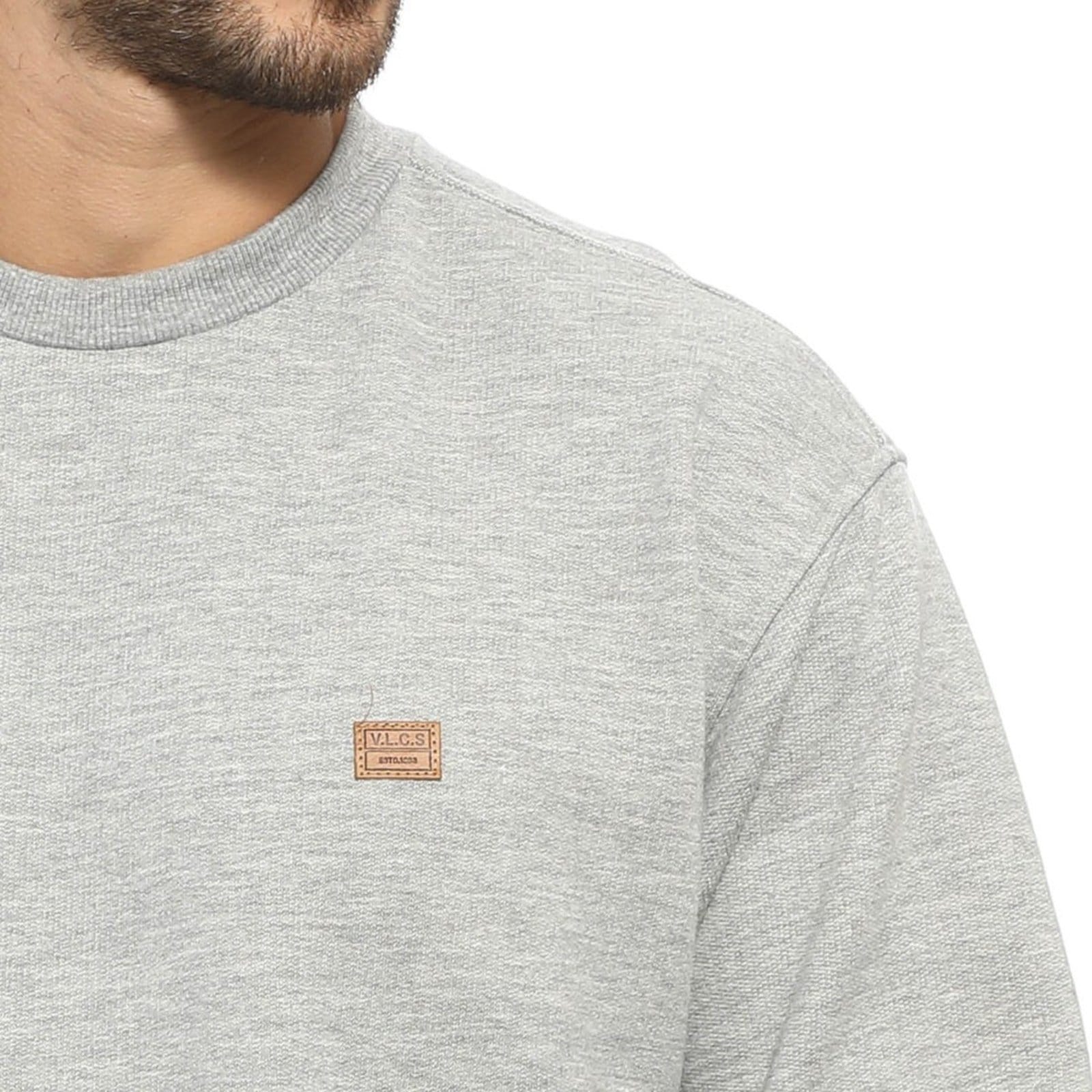 Vista 2 Moletom Gola Careca Minimalista VLCS VLCS VIOLAÇÕES cinza