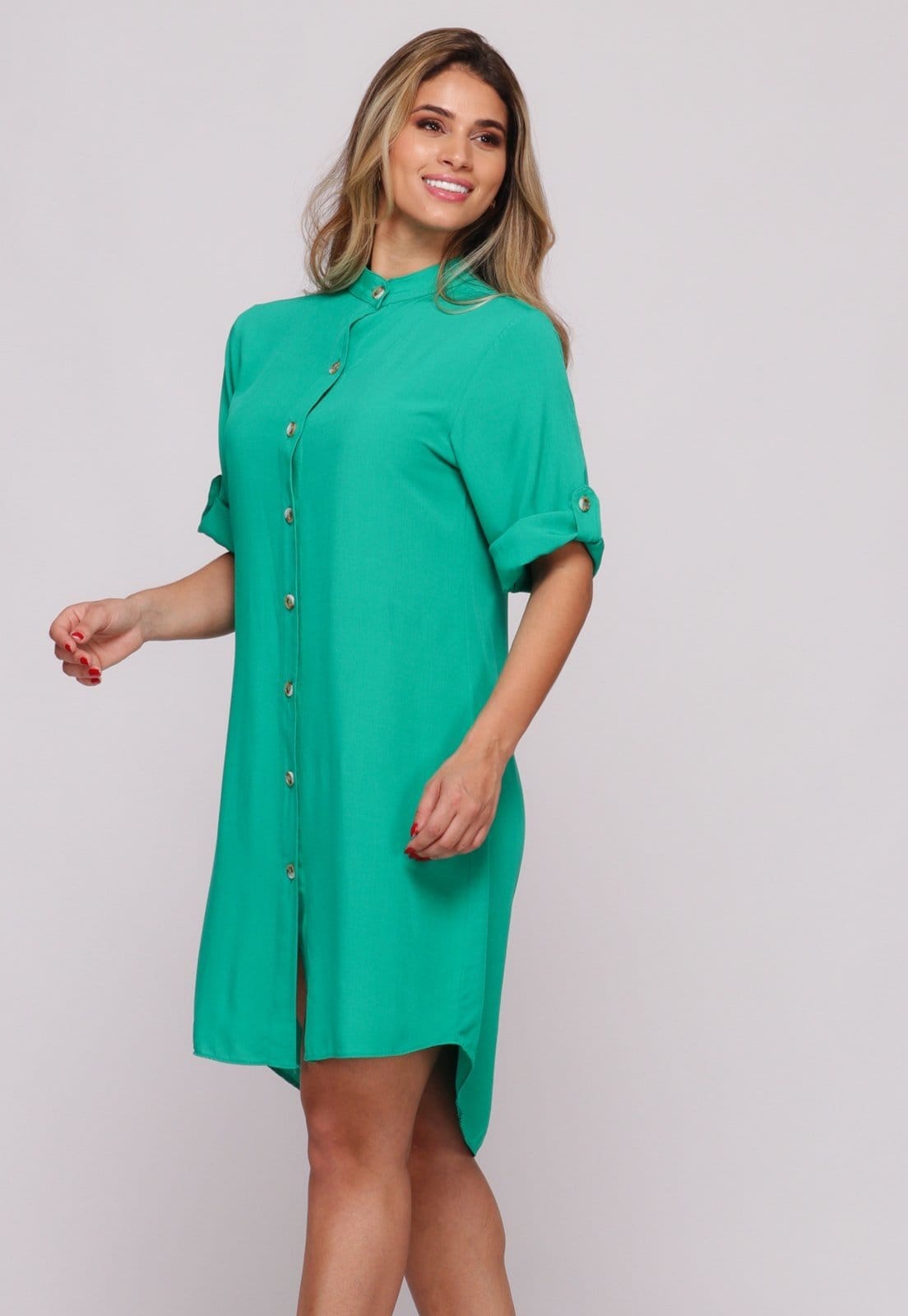 Vista 2 Vestido Chemise Botões C B’Bonnie Vitória Bandeira BBonnie verde