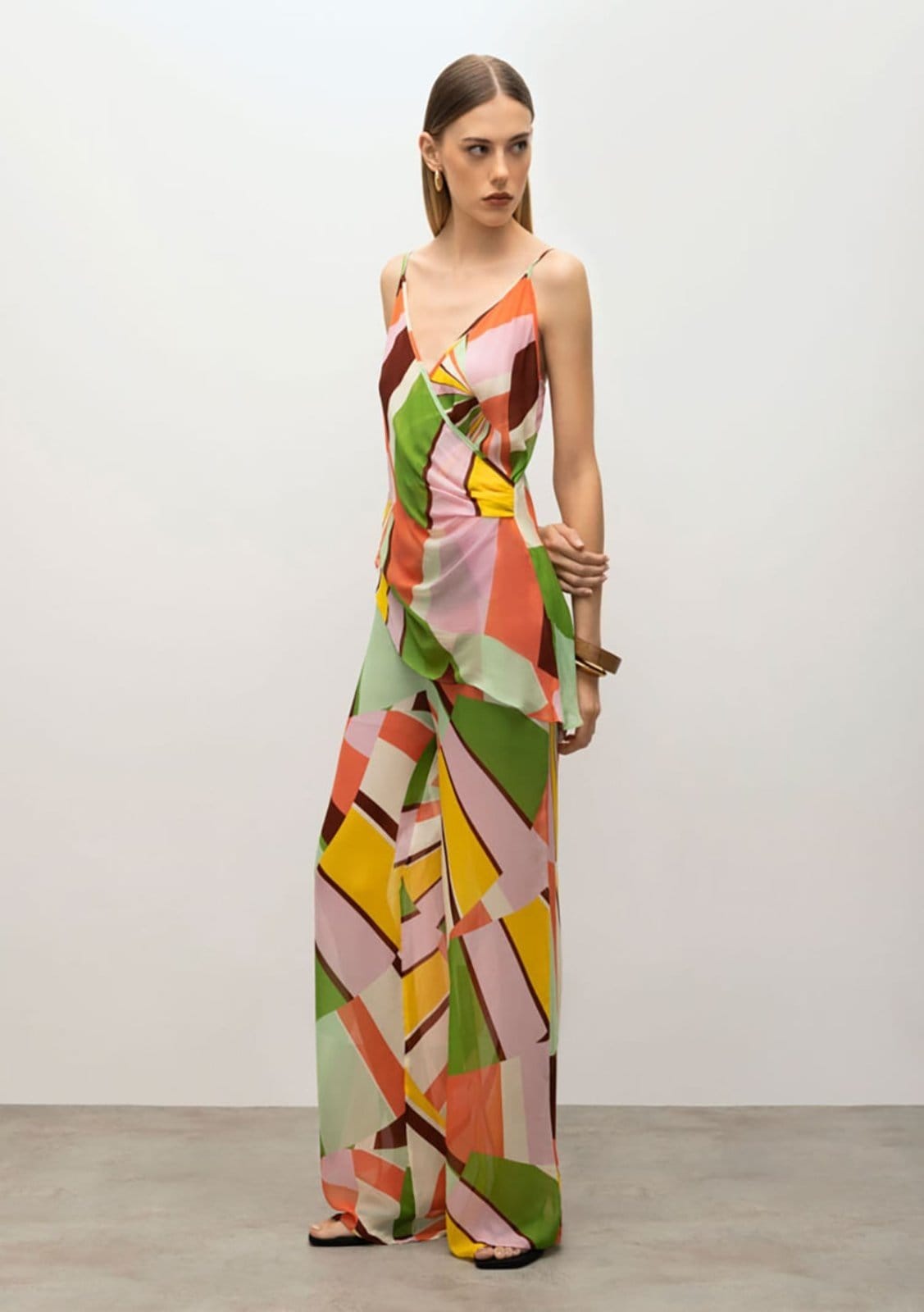 Calça Iódice Pantalona Cós Alto Detalhe Zíper