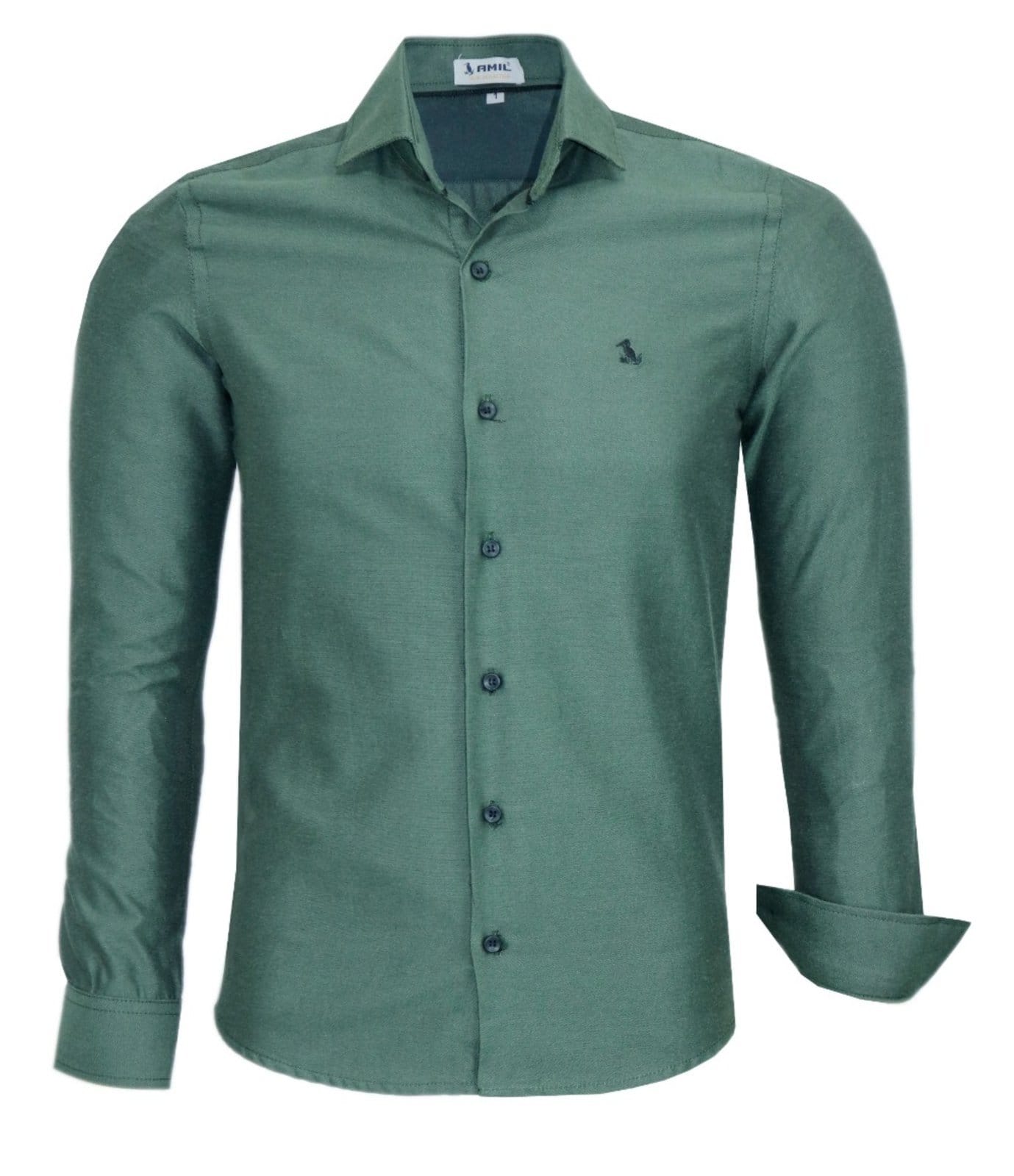 Camisa Social Amil Printer Slim Algodão/Poliéster Macia e Fácil de Passar Militar