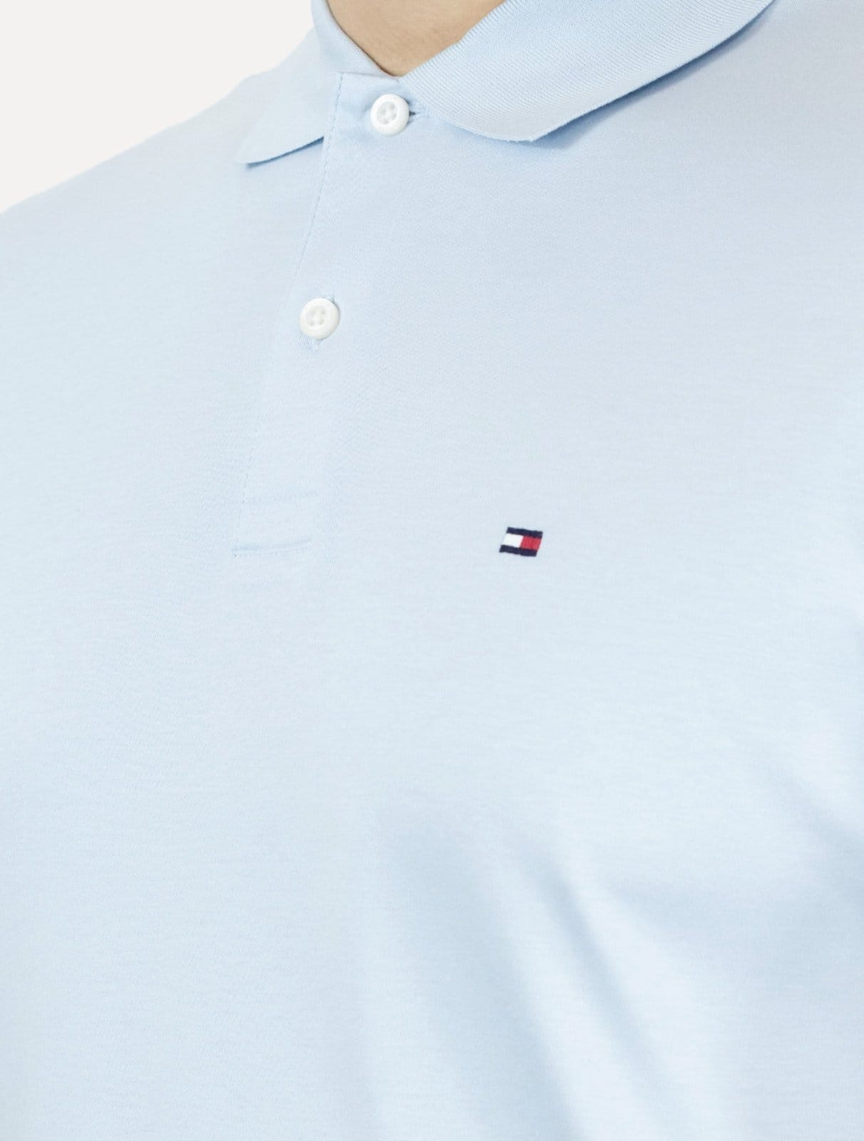 Vista 2 Polo Tommy Hilfiger Masculina Interlock Liquid Claro Tommy Hilfiger azul