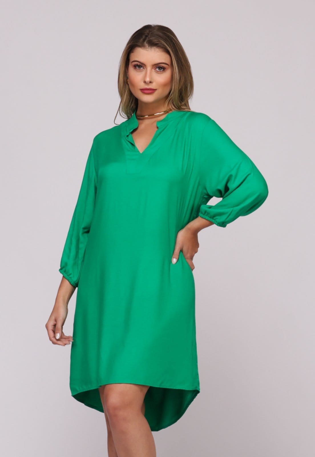 Vista 2 Vestido Chemise L B’Bonnie Dafne Bandeira BBonnie verde