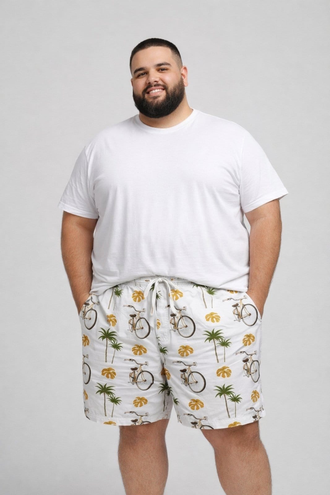 Bermuda Plus Size D Bell Outlet Fashion Estampa BIcicleta Branca