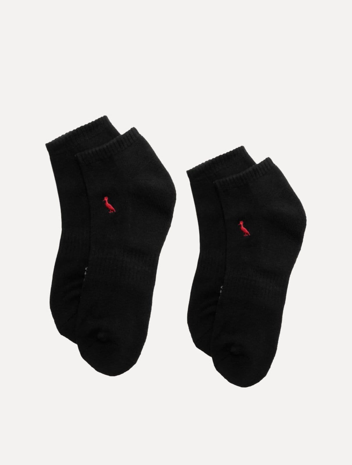 Meia Reserva Masculina Cano Curto Pica-Pau Bordado Preta Kit 2 Pares