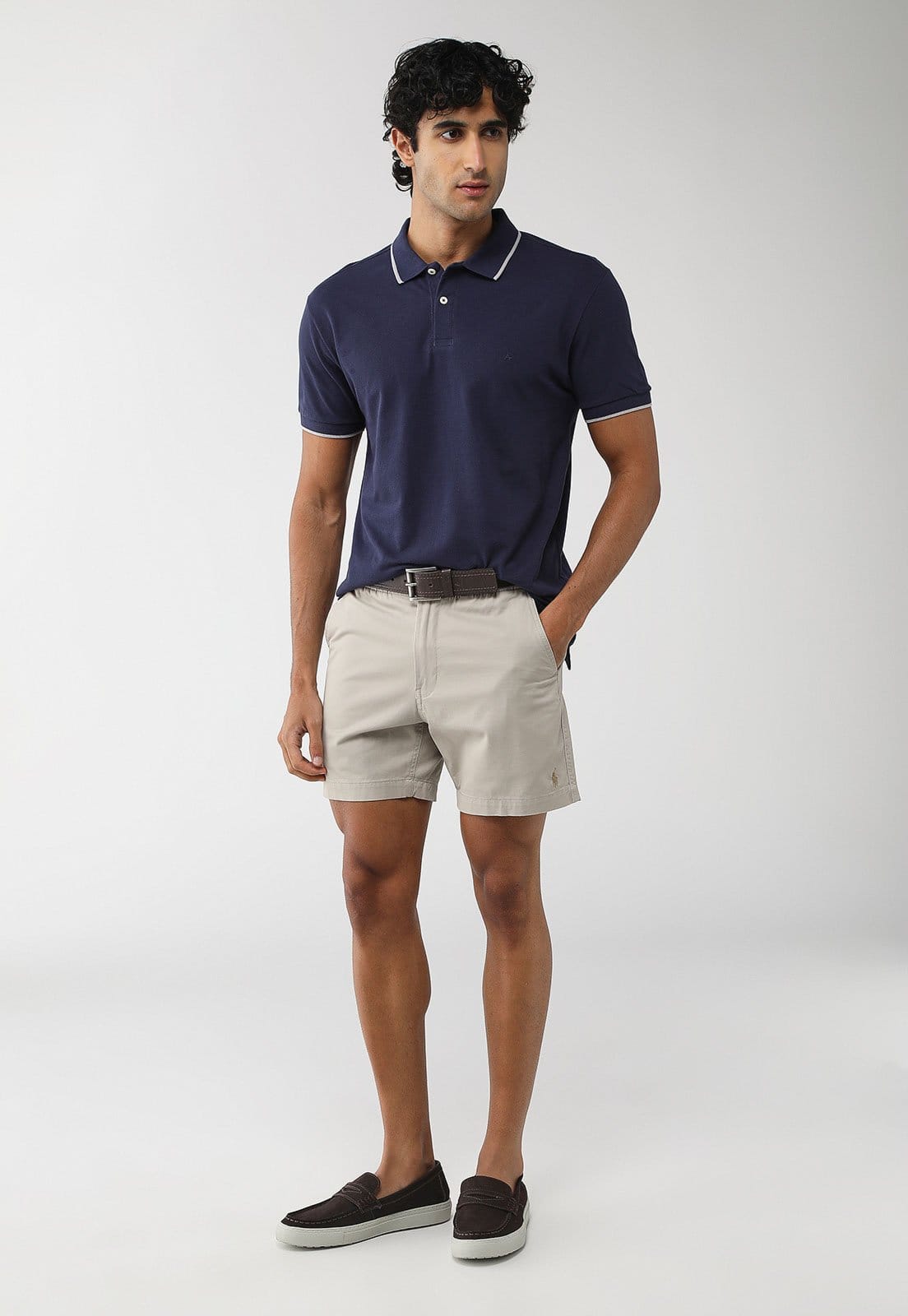 Vista 2 Polo Masculina Aramis Gola Detalhe Contraste Aramis azul marinho