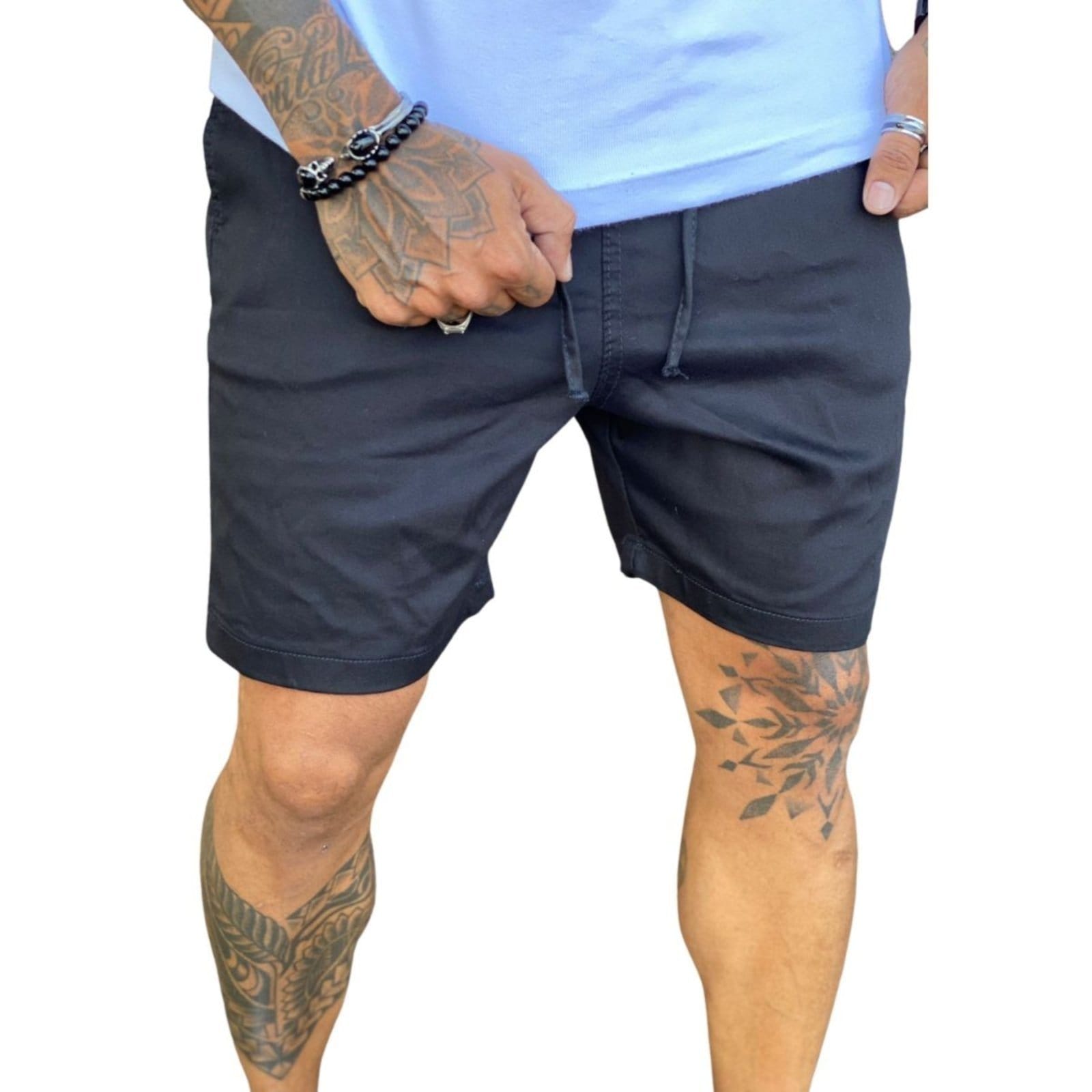 Bermuda Moda Masculina com elástico preta em sarja
