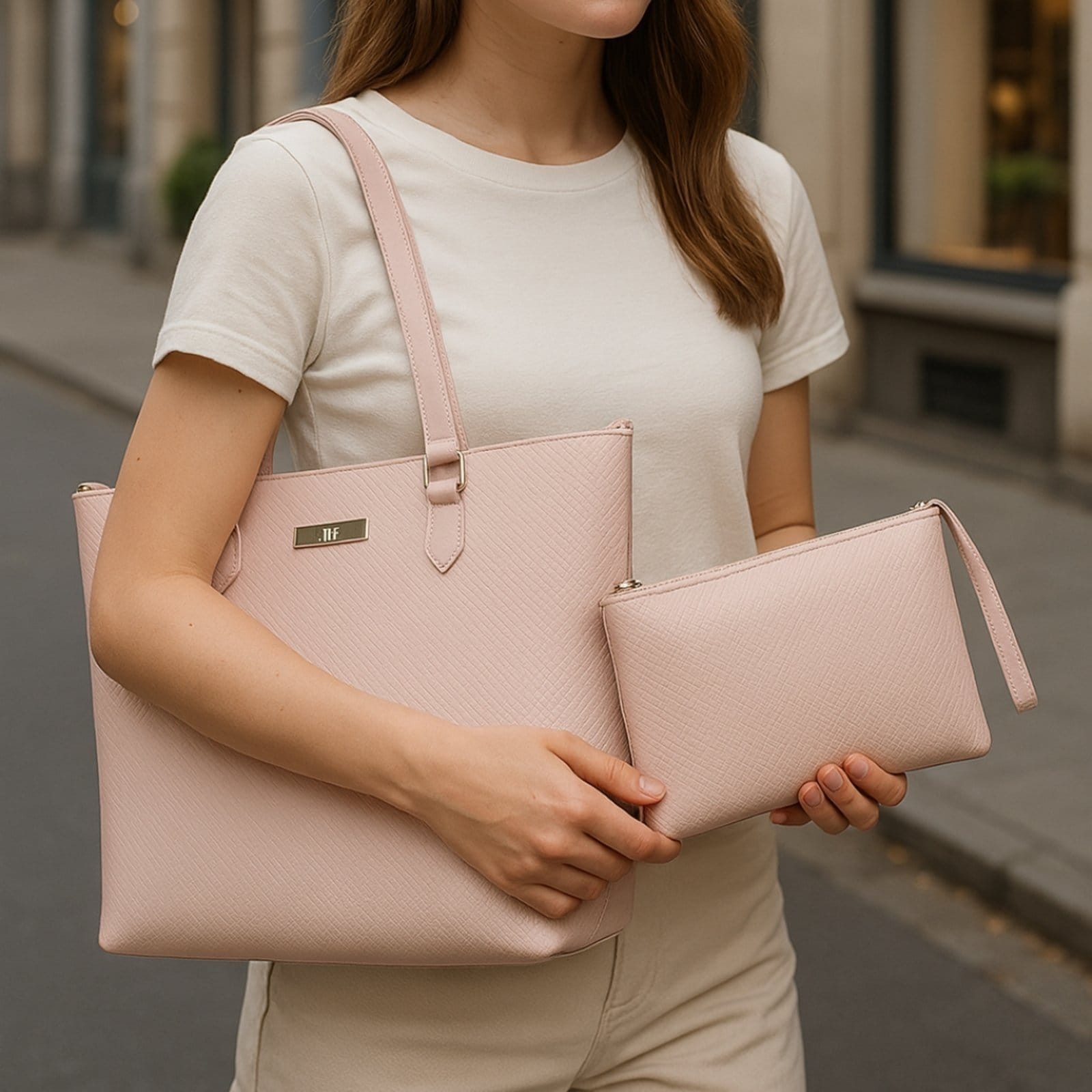 Vista principal Bolsa Sacola Feminina Espaçosa Willibags Para Faculdade - Gelo WILLIBAGS branco