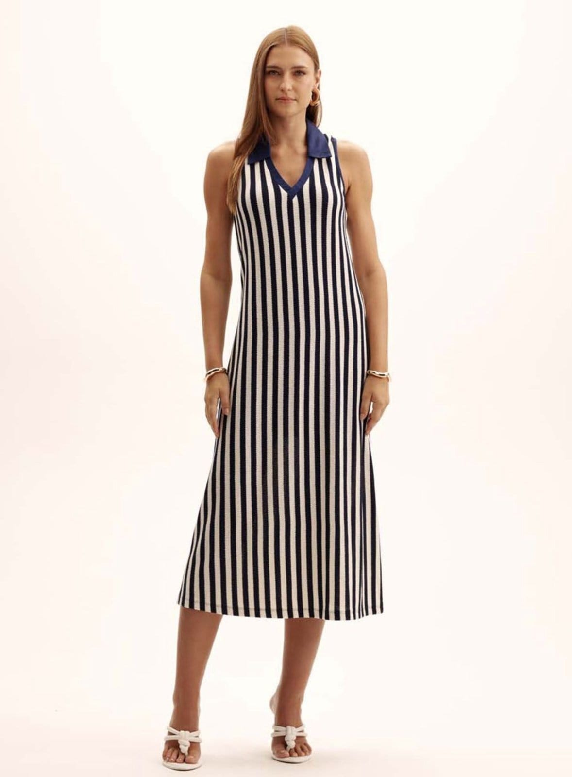 Vestido Comfort Midi Navy Gola Polo Triton Azul