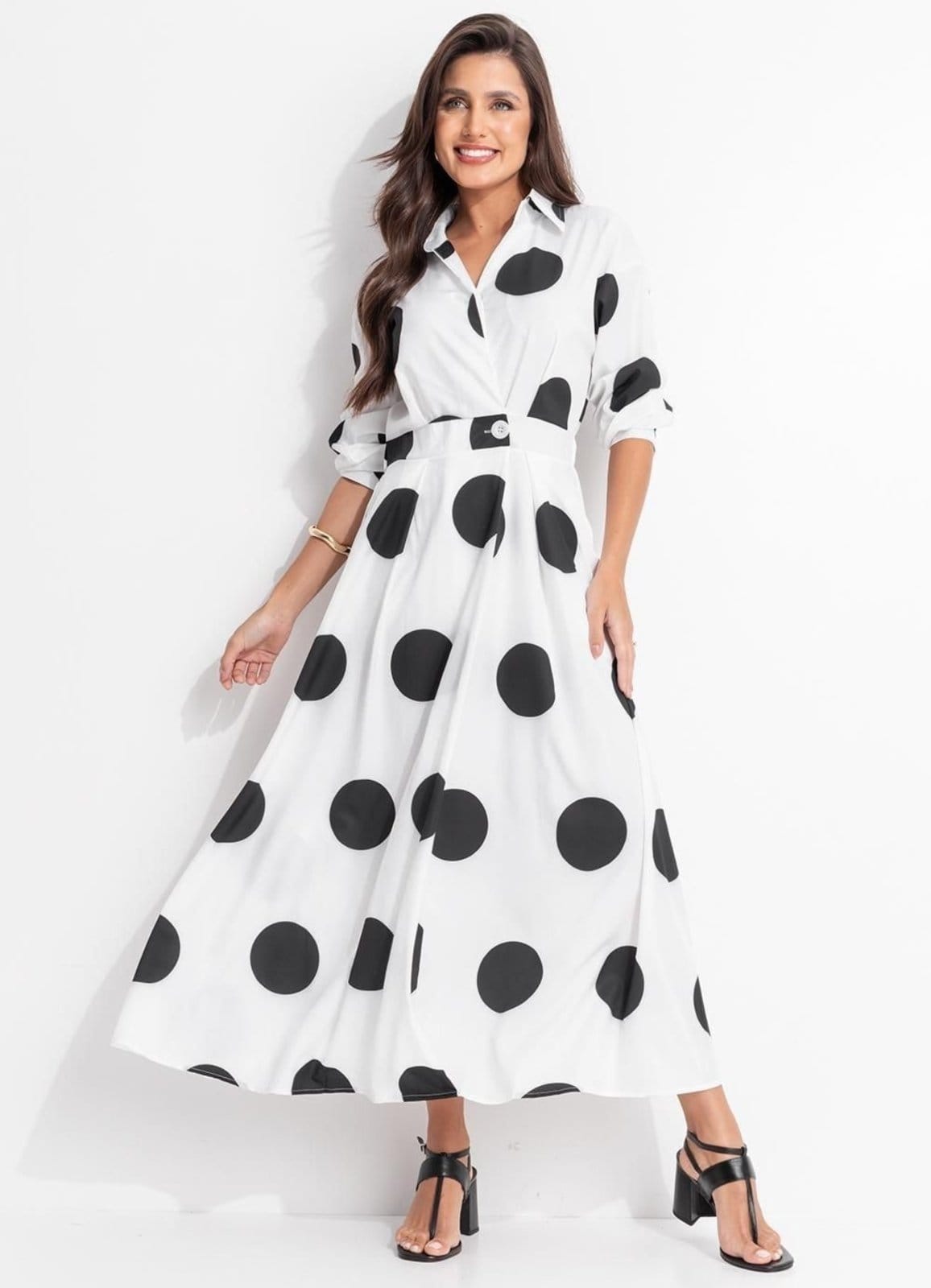 Vestido Em Alfaitaria De Poliéster Poá