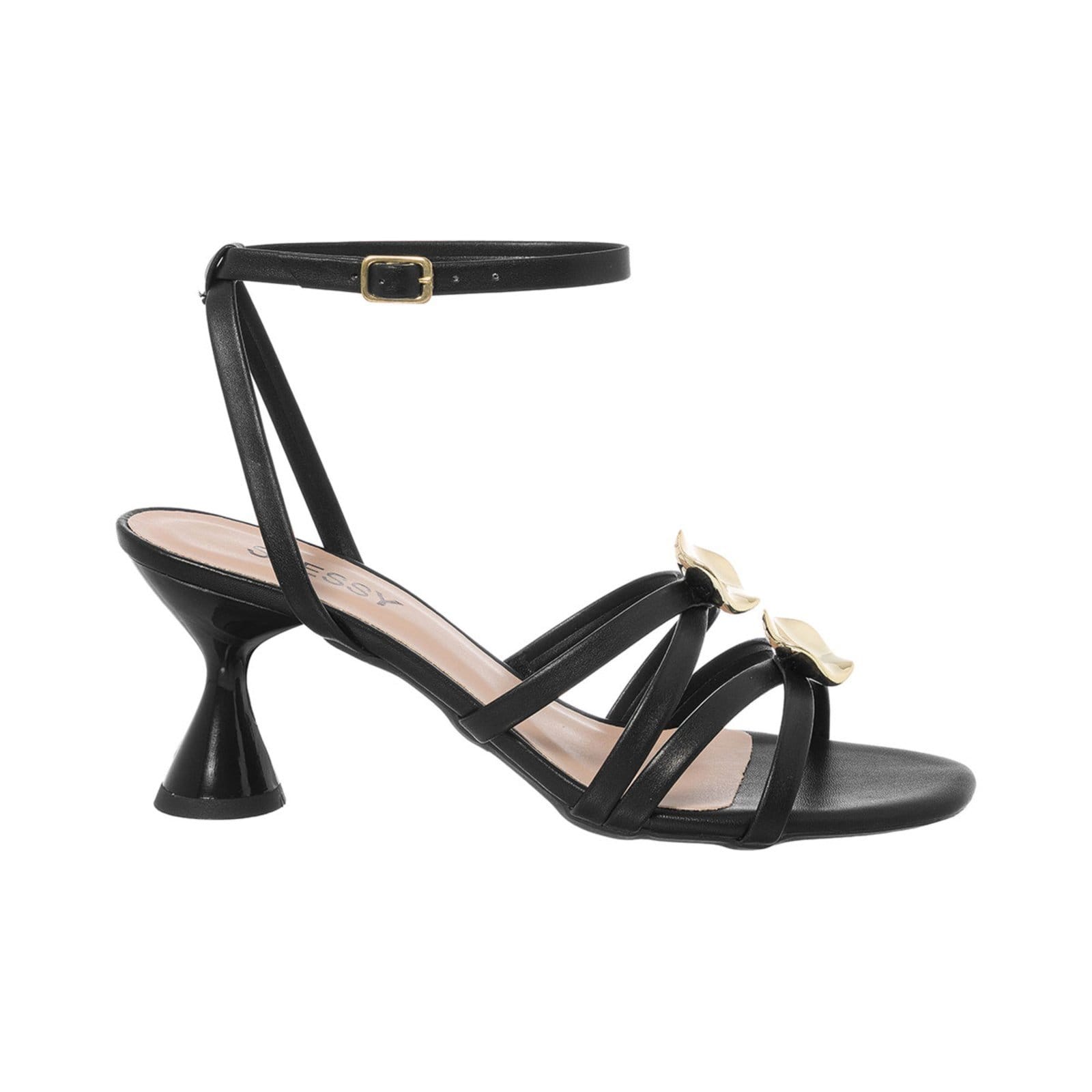 Sandália Feminina Stessy Salto Taça Médio 7cm Orgânico Casual Confortável Preta